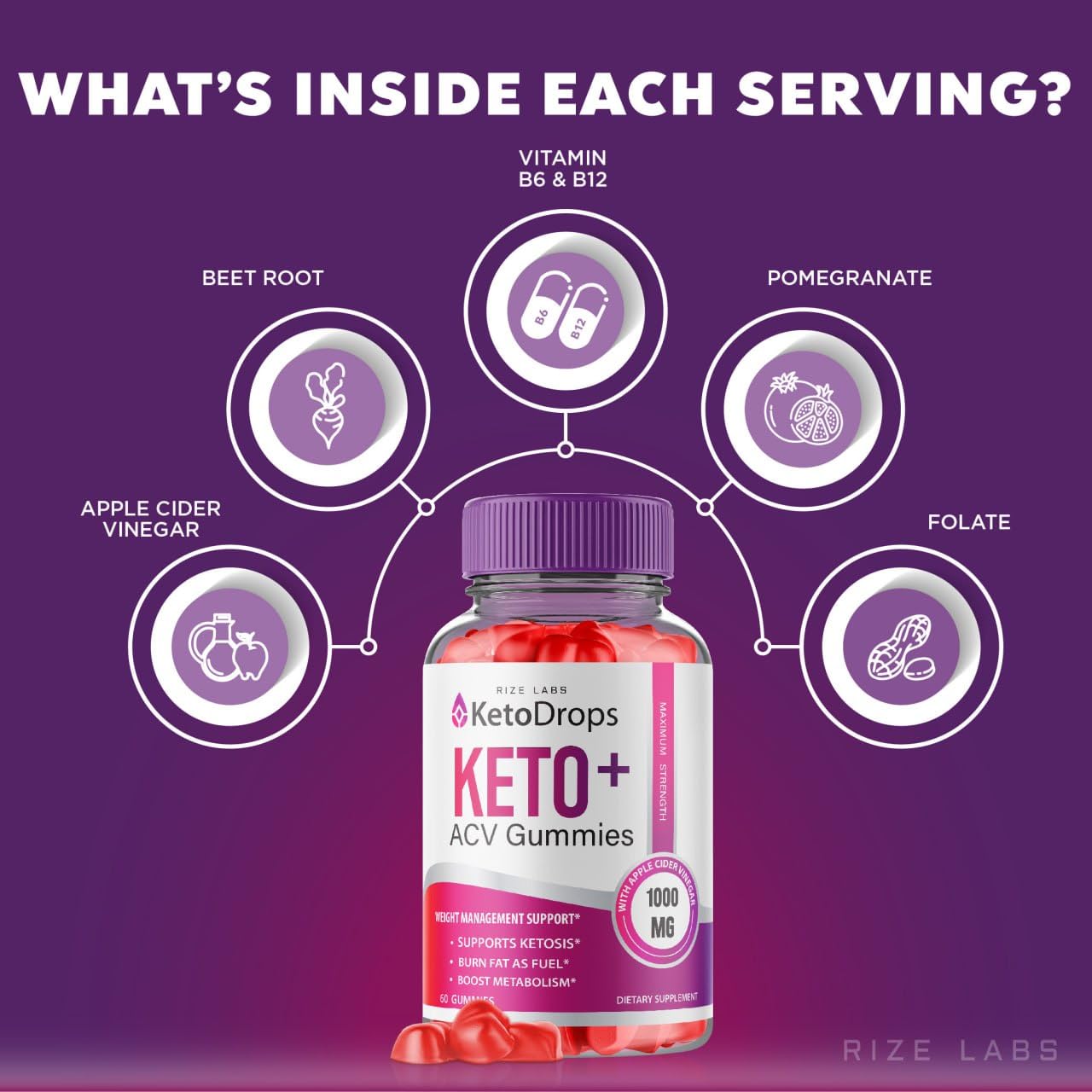 Premium Keto ACV Gummies for Weight Loss & Metabolism Boost - Apple Cider Vinegar Supplement with B12 (60 Count) - Perfect for Ketogenic Diet & Healthy Lifestyle Support