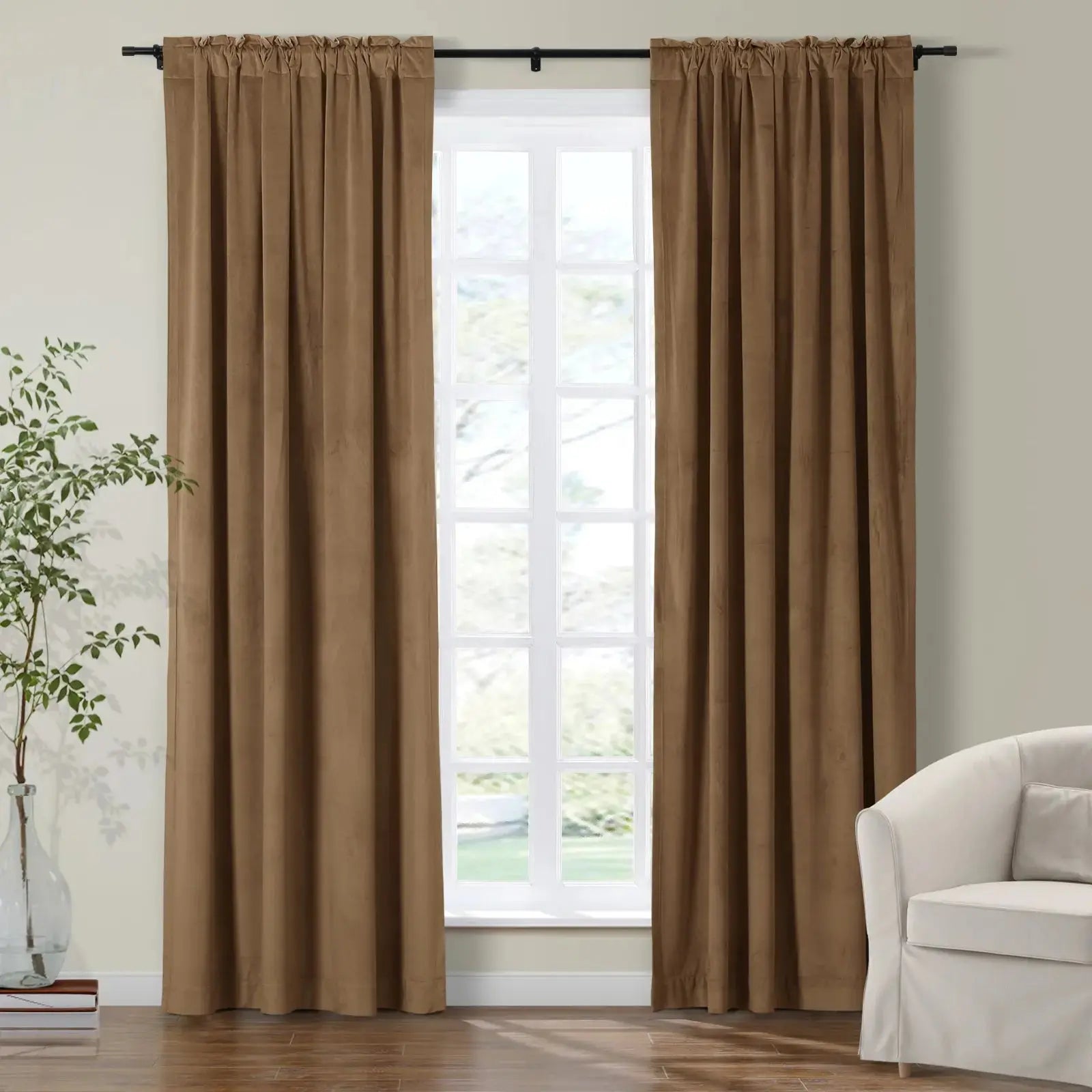 Luxury Birkin Velvet Curtains - Soft Blackout Drapes for Living Room & Bedroom - Premium Soundproof Thermal Insulated Window Treatments for Home Decor