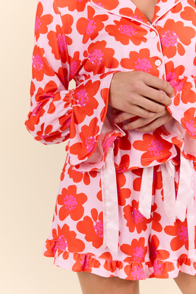 Blooming Bright Night Floral Pajama Set for Women - Soft Sleepwear & Loungewear - Floral Print PJs for Comfortable Nights at Home or Vacation