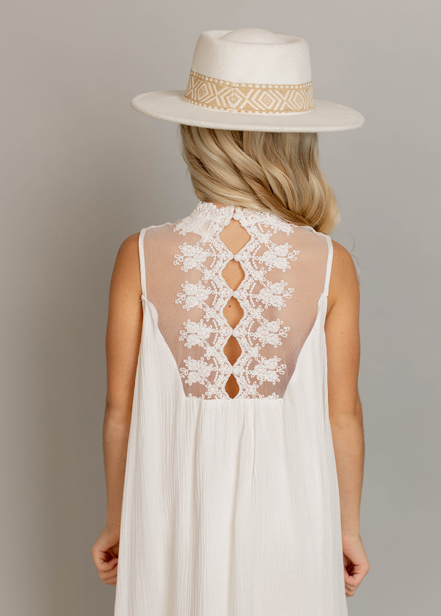 Delphina Cream Dress for Women - Elegant Flowy Midi Dress for Summer, Weddings & Special Occasions