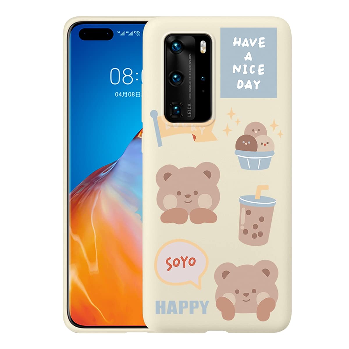 Cute Bear Pattern Silicone Case for Huawei P30 6.1 Inch - Soft TPU Shockproof Protective Phone Cover for Women & Girls | Fashion Slim Fit Design | Perfect for Daily Use, Work & Travel