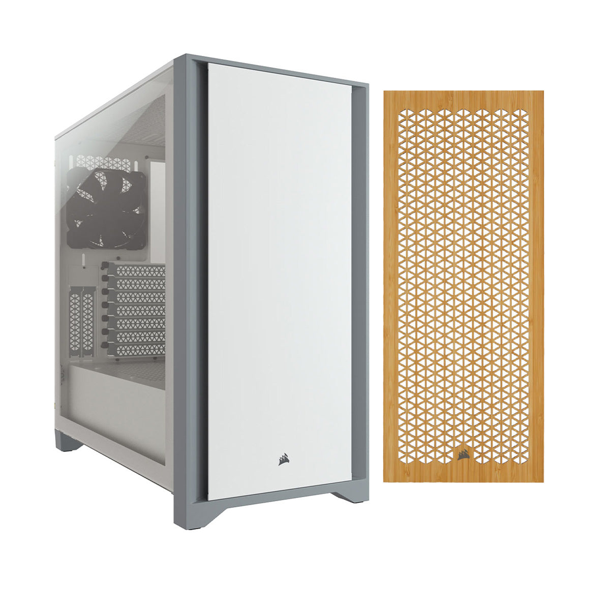 Corsair 4000D White Mid Tower PC Case - Tempered Glass Side Panel & Bamboo Airflow Front Panel - Perfect for Gaming, Streaming & Workstation Builds