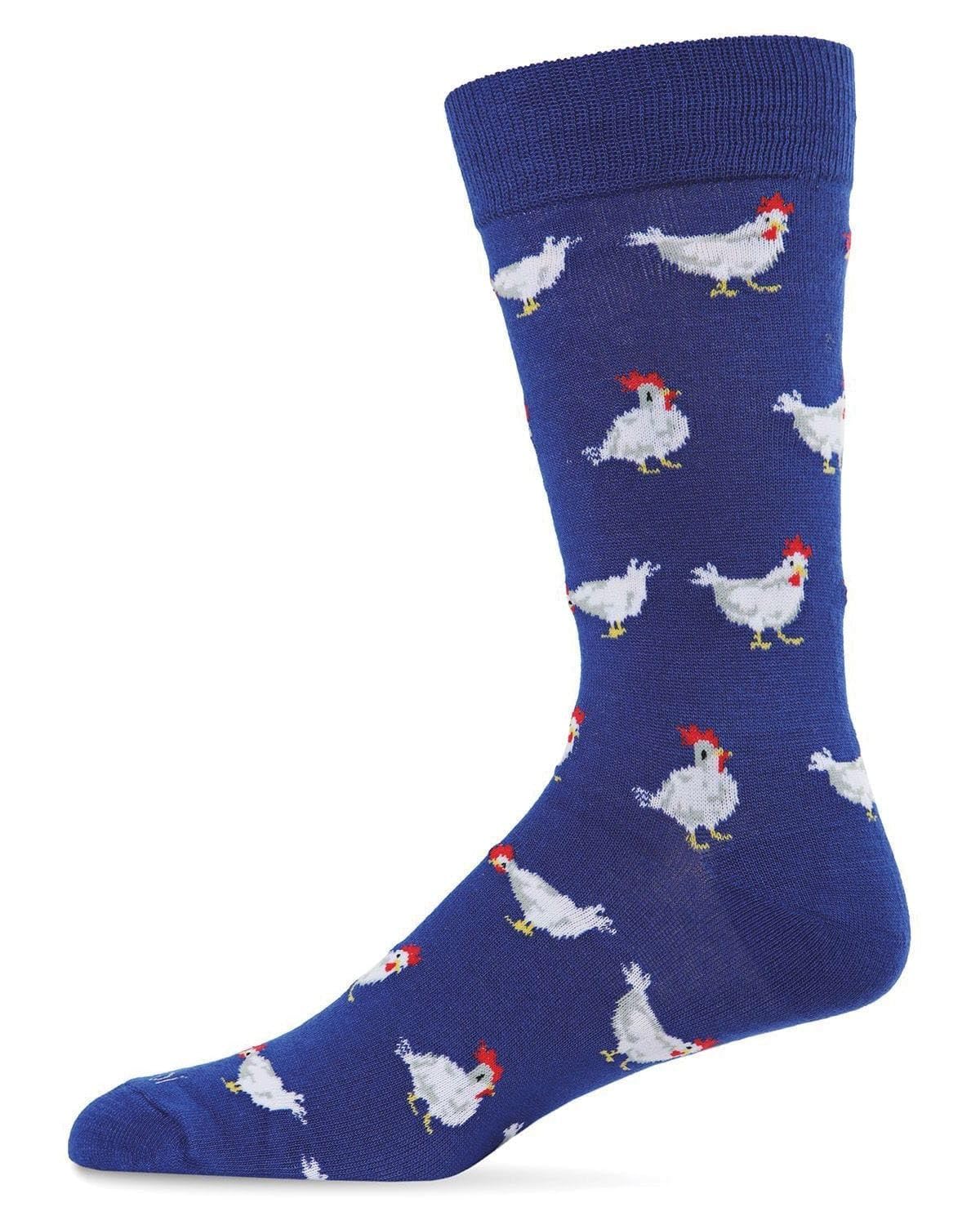 Funny Chicken Pattern Novelty Crew Socks for Men - Soft Rayon Blend Comfortable Casual Socks - Perfect for Gifts, Costume Parties & Everyday Wear