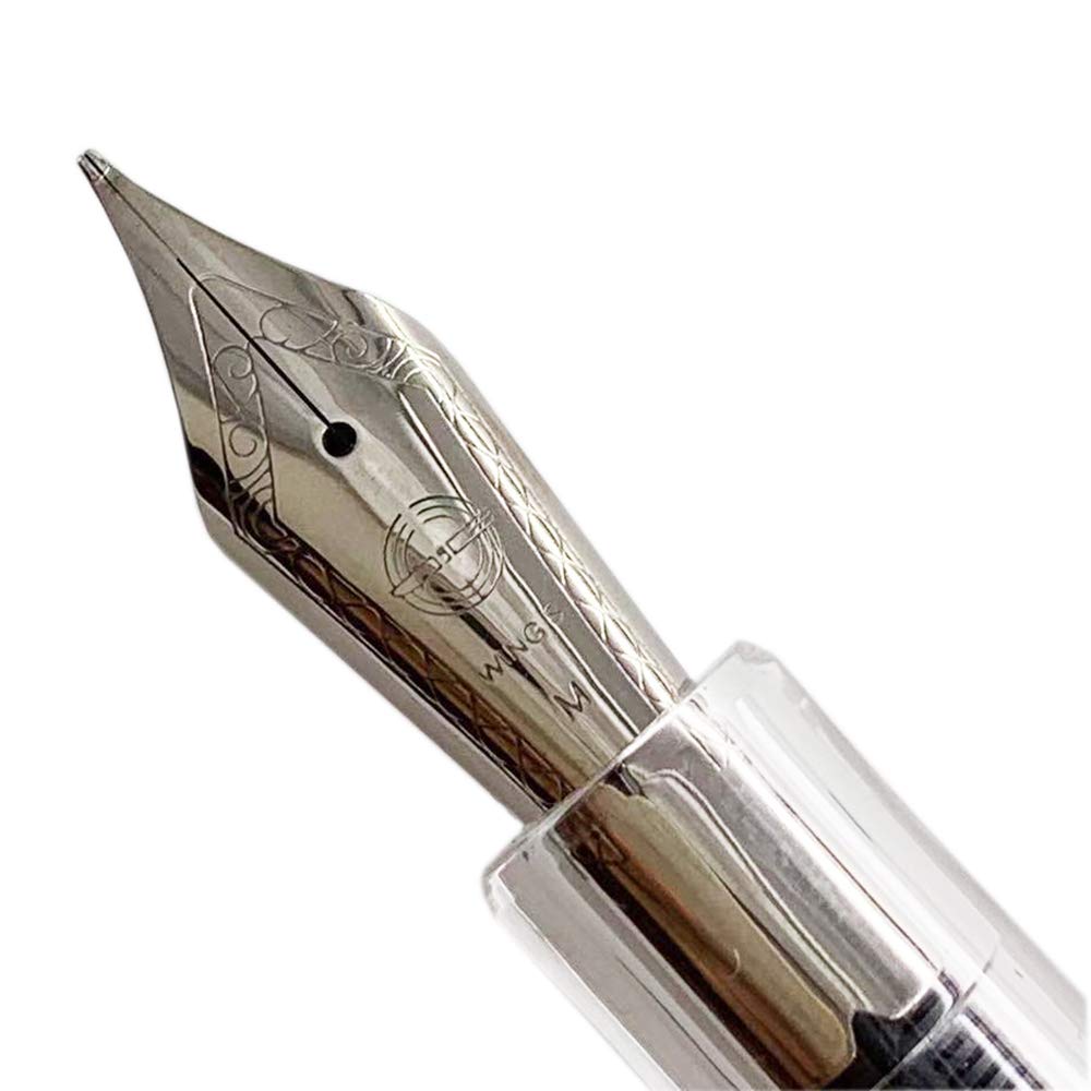 Lanxivi Yongsheng 699 Vacuum Fountain Pen - Medium Nib, Clear Demonstrator for Calligraphy & Writing