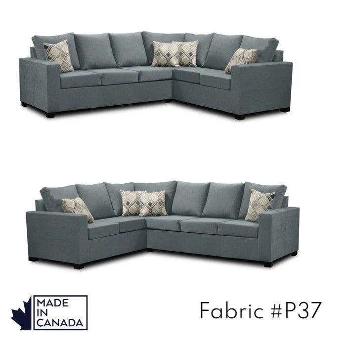 Canadian Made 3 x 2 Sectional Sofa with LHF/RHF Configuration - 17 Color Options for Living Room, Family Room & Home Theater Comfort