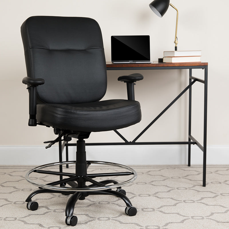 FLASH HERCULES Series Big & Tall 400 lb. Capacity Black Fabric Executive Swivel Ergonomic Office Chair with Rectangular Back - Perfect for Home Office, Gaming, and Heavy-Duty Workspaces