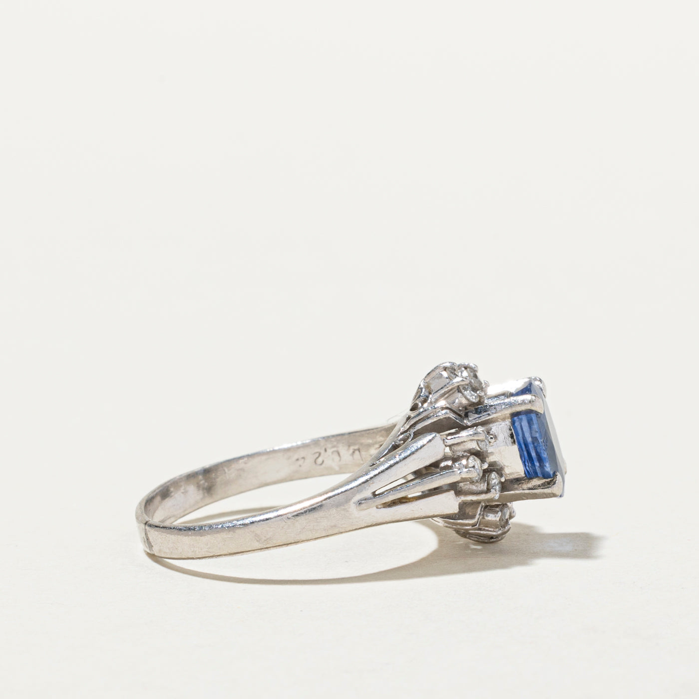 1.26ct Sapphire & 0.24ct Diamond Petal Tapered Ring - Size 6.5 | Elegant Engagement, Wedding, Anniversary Jewelry Gift for Women
