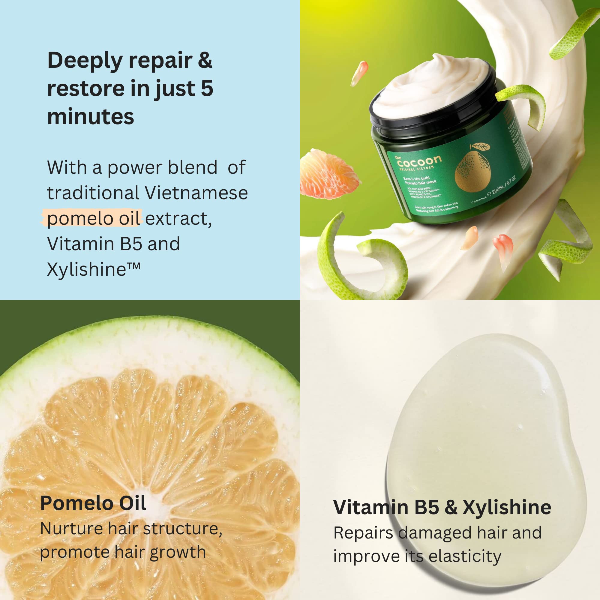 Ultimate Hair Repair Set with Pomelo Tonic, Shampoo, Conditioner & Hair Mask - Deep Nourishing & Hydrating Treatment for Damaged Hair - Salon-Quality Hair Care Kit for Dry, Frizzy & Color-Treated Hair at Home