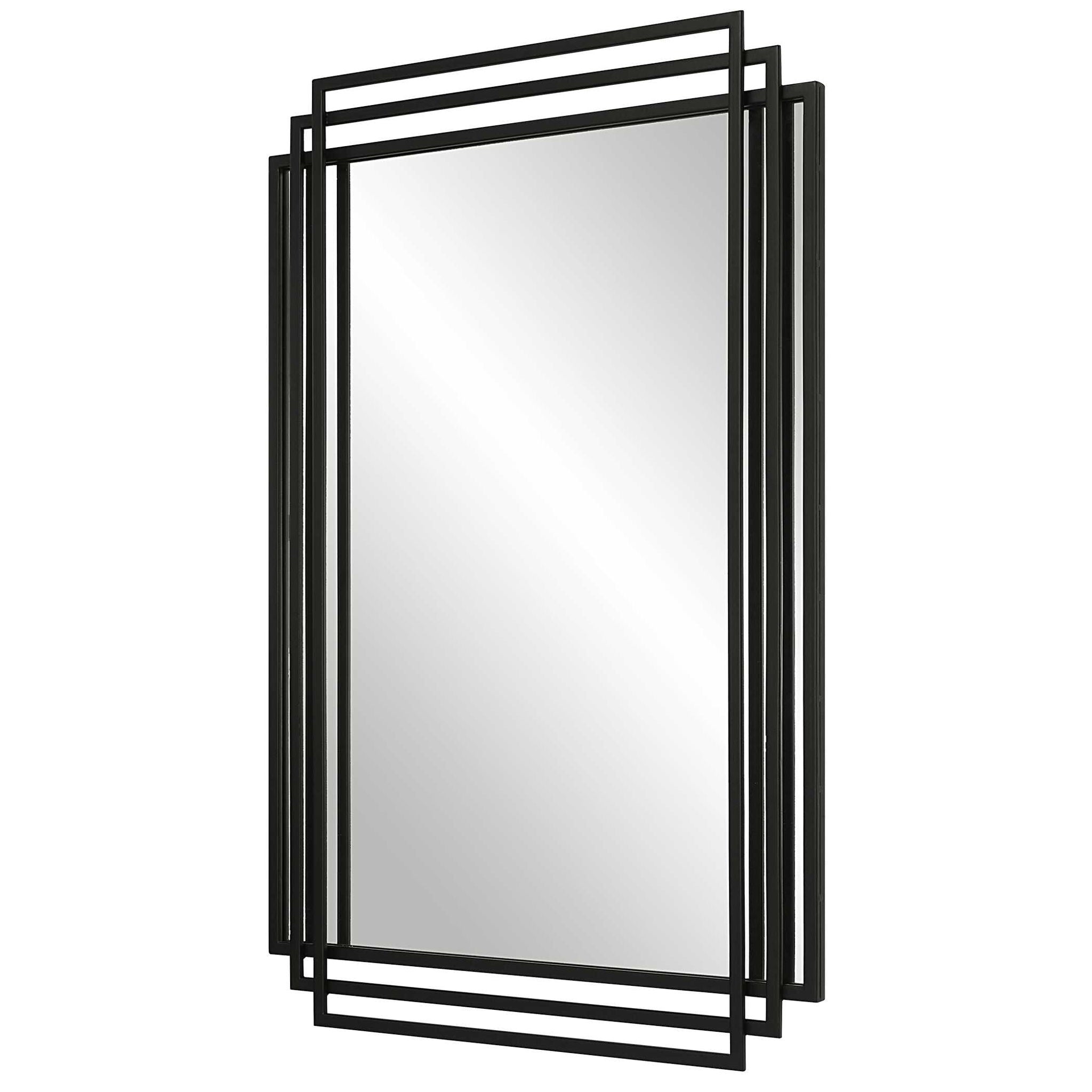 Black Iron Mirror by Amherst - Elegant Wall Decor for Living Room, Bedroom & Entryway