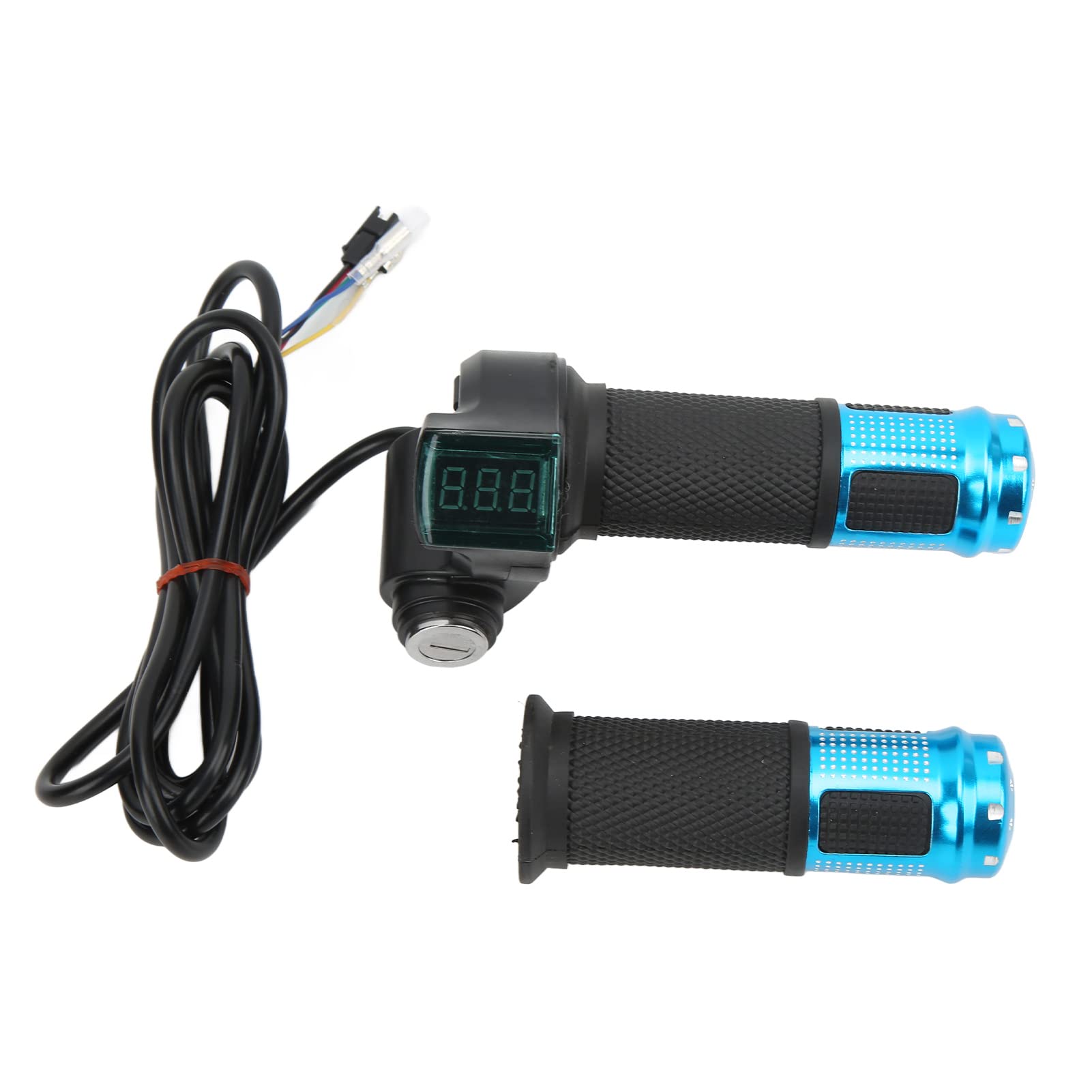 12V-99V Electric Scooter Throttle Grip with Auto Voltage Detection & LCD Display - Compatible with E-Bikes, Electric Scooters & EVs - Blue Handle for Smooth Acceleration Control (Perfect for Commuting, Delivery & Urban Transportation)