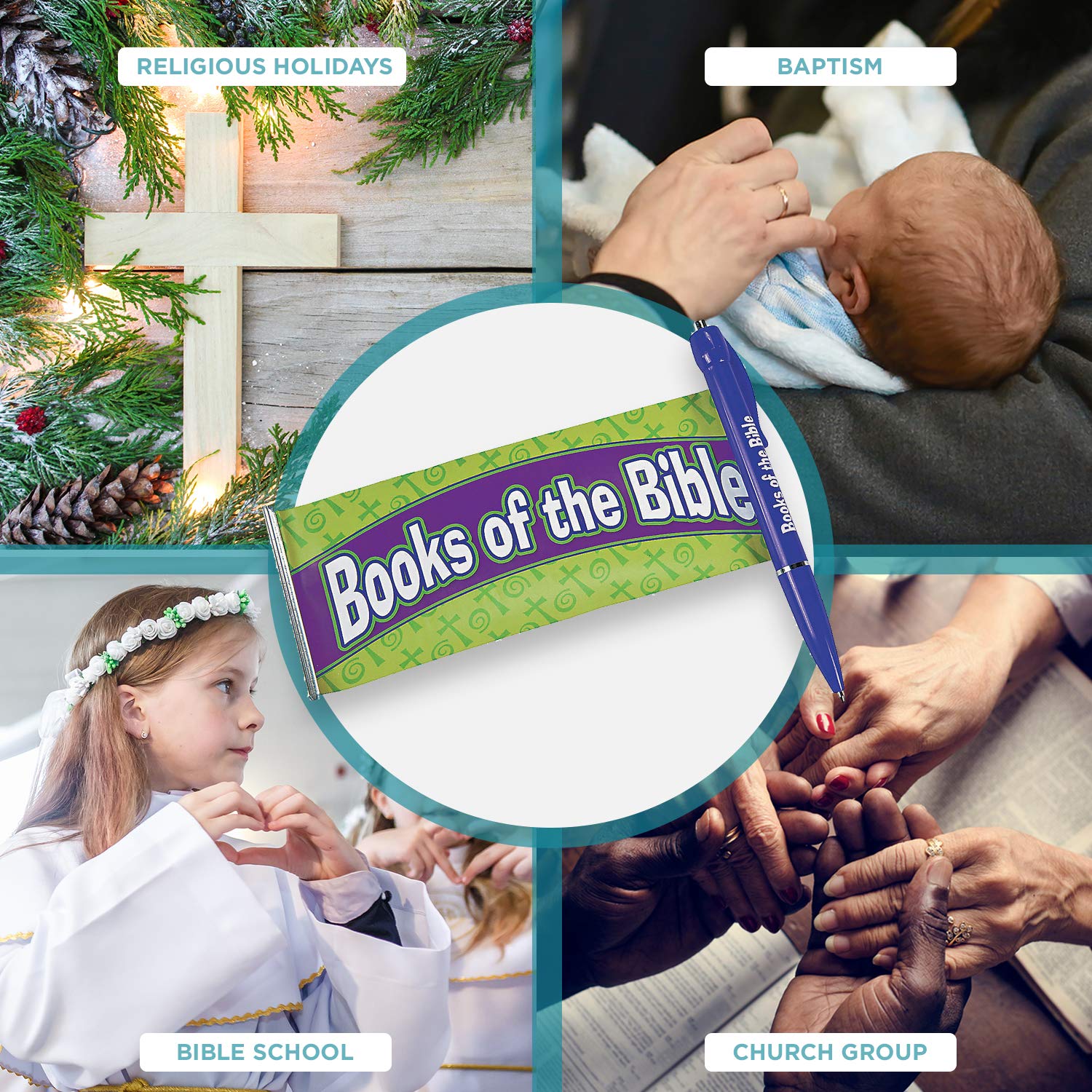 Fun Express Book of The Bible Scroll Pens - 12 Pack Novelty Stationery for Bible Study, Journaling & Gift Giving