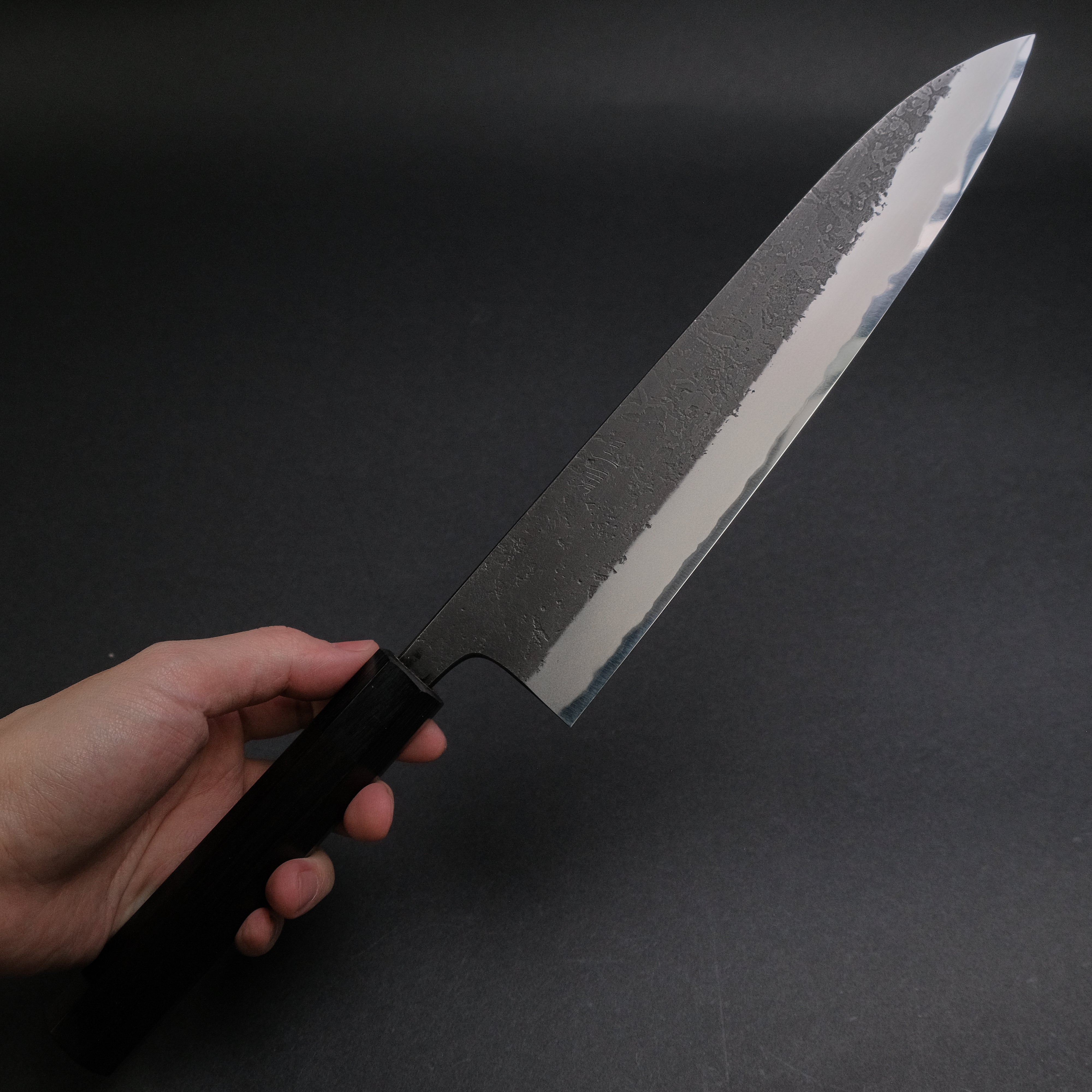 Premium Toshihiro Wakui Kurouchi Nashiji Blue #2 Gyuto 240mm Japanese Chef Knife - Handcrafted Ebony Handle - Professional Kitchen Knife for Sushi, Meat & Vegetables (Limited Discount)