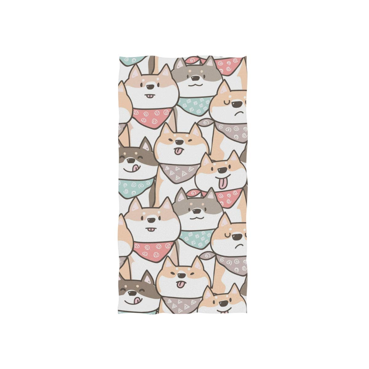 **Shiba Inu Dog Print Hand Towel Set - 15x30 Inch Absorbent Cotton Towels for Yoga, Gym, Spa, Bathroom & Kitchen - Cute Animal Decor for Home & Hotel**    *(Use Cases: Perfect for workouts, skincare routines, kitchen cleanup, or as stylish home accents.)*