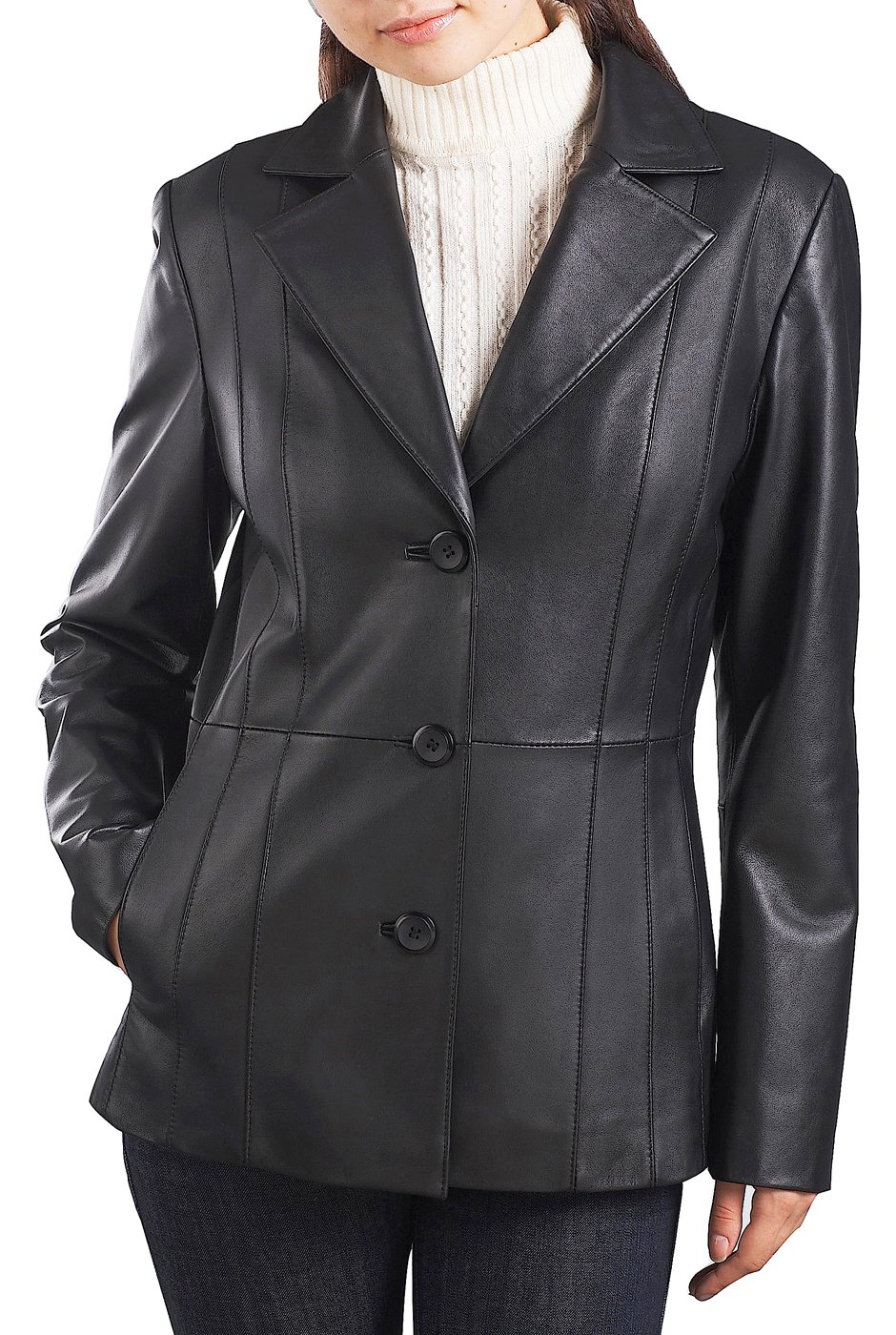 BGSD Women's Crystal Embellished Lambskin Leather Blazer Jacket - Regular, Plus & Petite Sizes - Elegant Office Wear & Evening Party Outfit