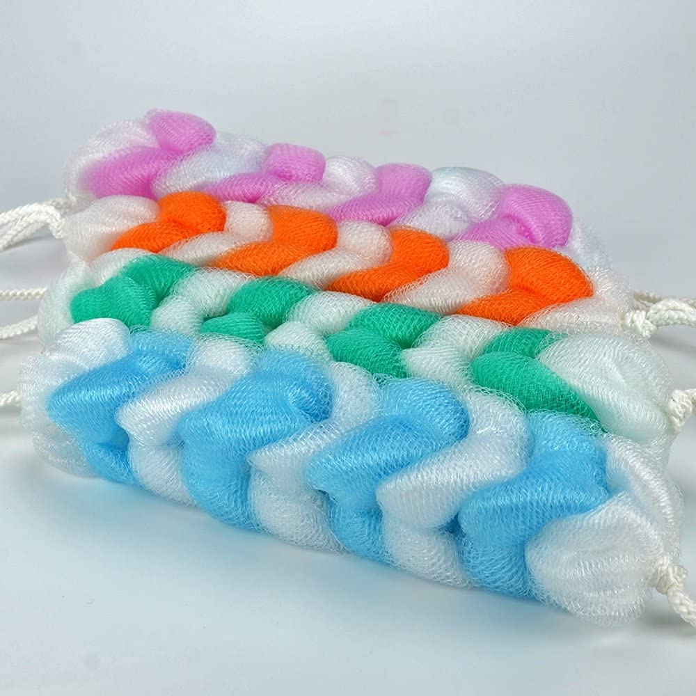 KIRA Extra Long Stretch Back Scrubber with Rope Handles - Exfoliating Mesh Bath & Shower Sponge for Deep Cleansing - Braided Loofah Scrubber for Men & Women (Green) - Perfect for Hard-to-Reach Areas & Sensitive Skin