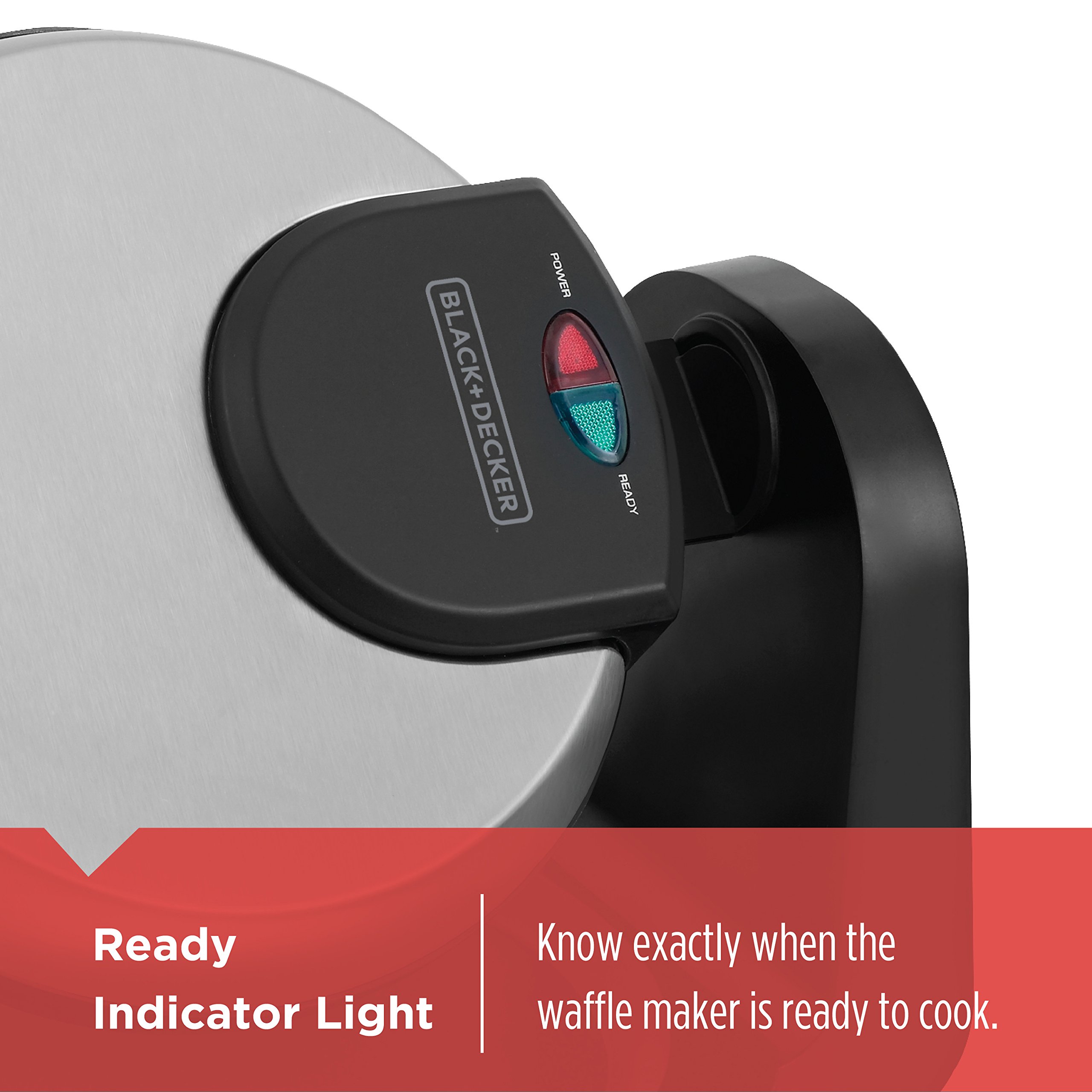 BLACK+DECKER WM1404S 7-Inch Round Belgian Waffle Maker with Ready Light Indicator - Perfect for Breakfast, Brunch & Family Gatherings