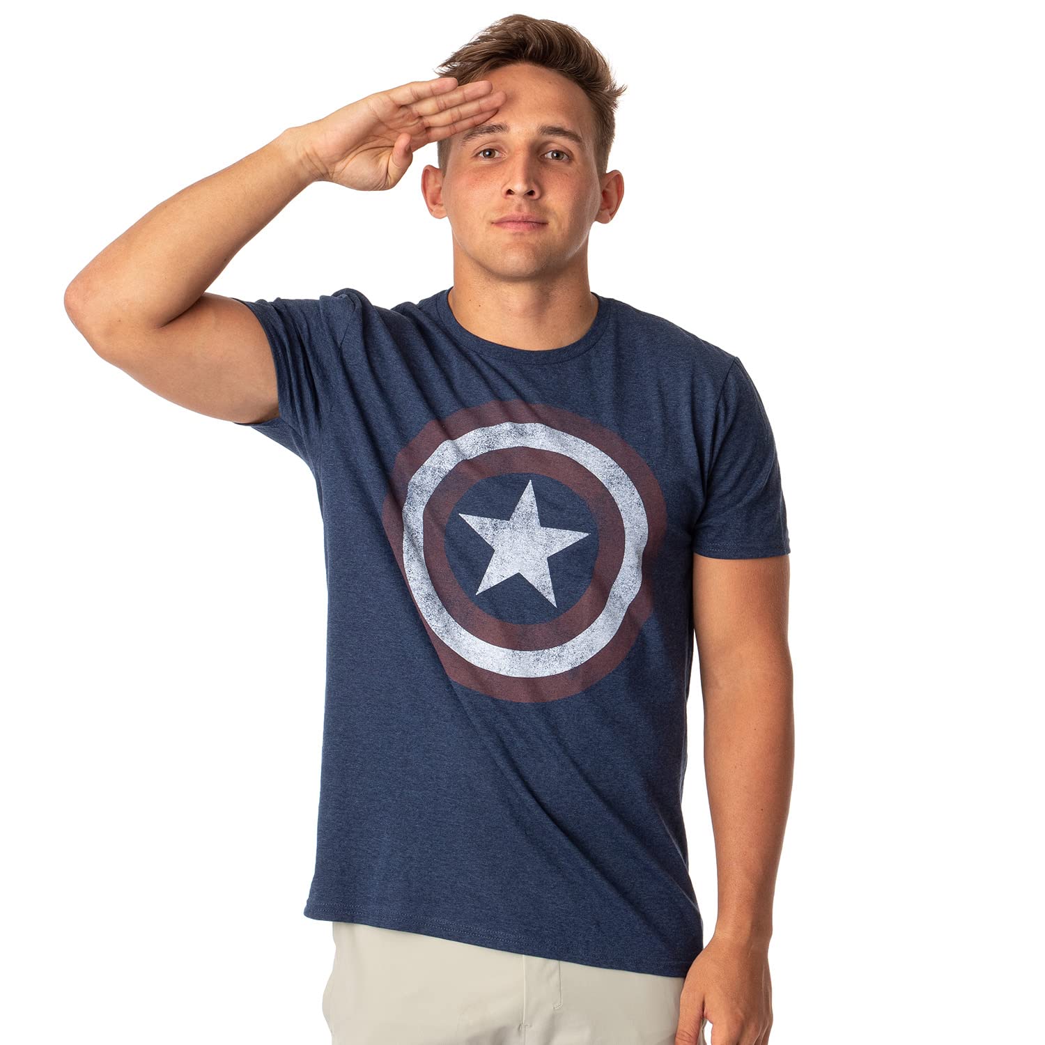 Marvel Captain America Vintage Shield Graphic T-Shirt for Men | Superhero Comic Tee | Casual Wear & Cosplay
