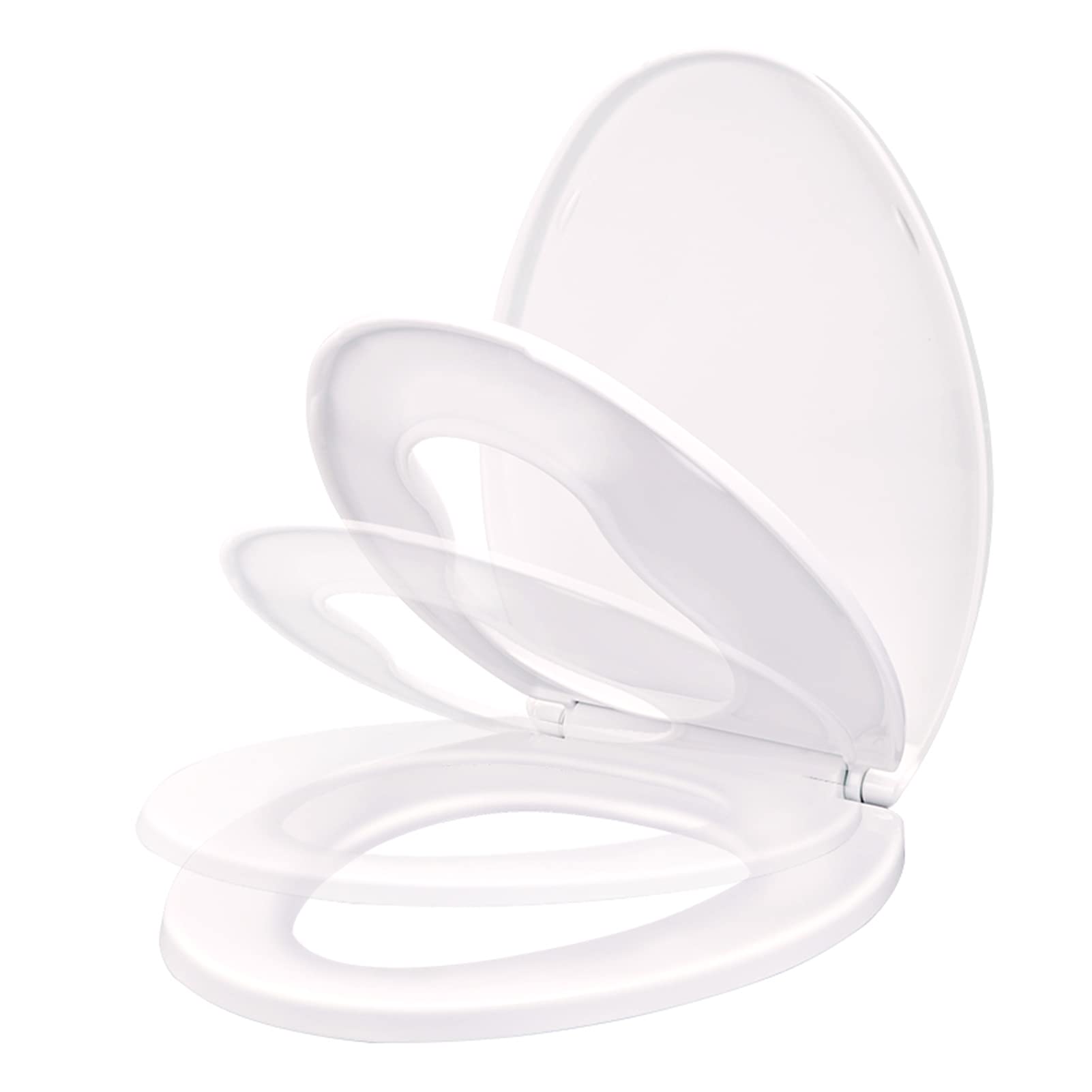 2-in-1 Elongated Toilet Seat with Built-in Potty Trainer | Soft Close Hinges | White Ergonomic Oval Design | Fits Standard Bathroom Toilets | Perfect for Families with Toddlers & Modern Homes