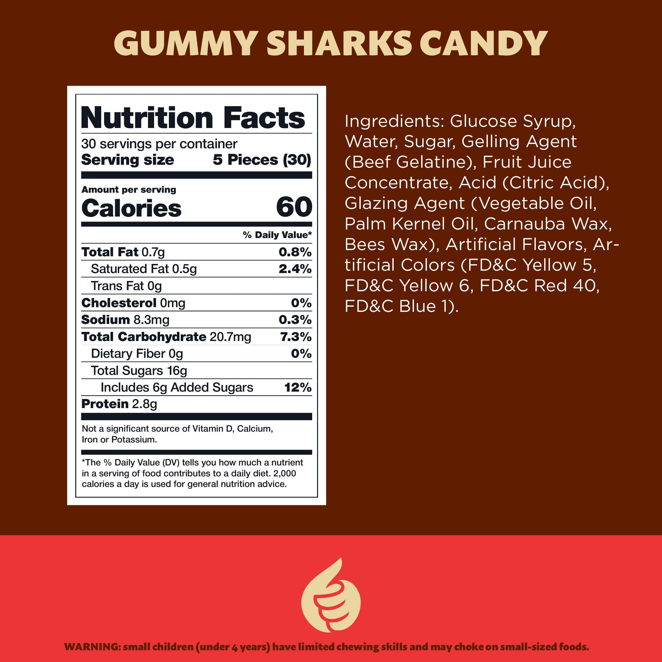 Gummy Sharks Candy - Assorted Fruit Flavors, 2-Pound Bulk Bag - Perfect for Parties, Snacks & Gift Baskets