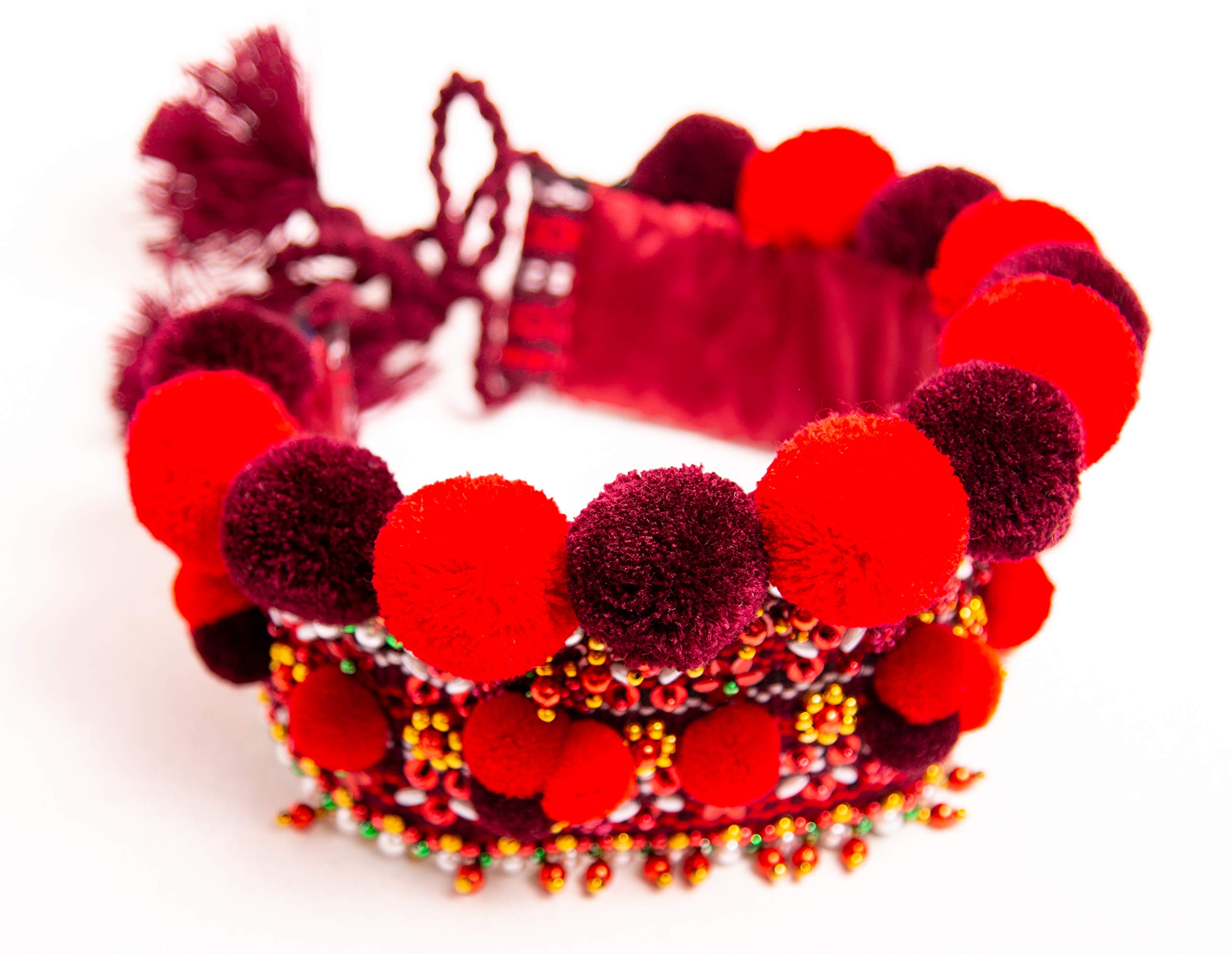 Ukrainian Traditional Wedding Kokoshnik Headpiece & Necklace Set - Handmade Beaded Vyshyvanka Style Easter Headdress Wreath (Red) - Perfect for Bridal Ceremonies, Cultural Festivals & Themed Photoshoots