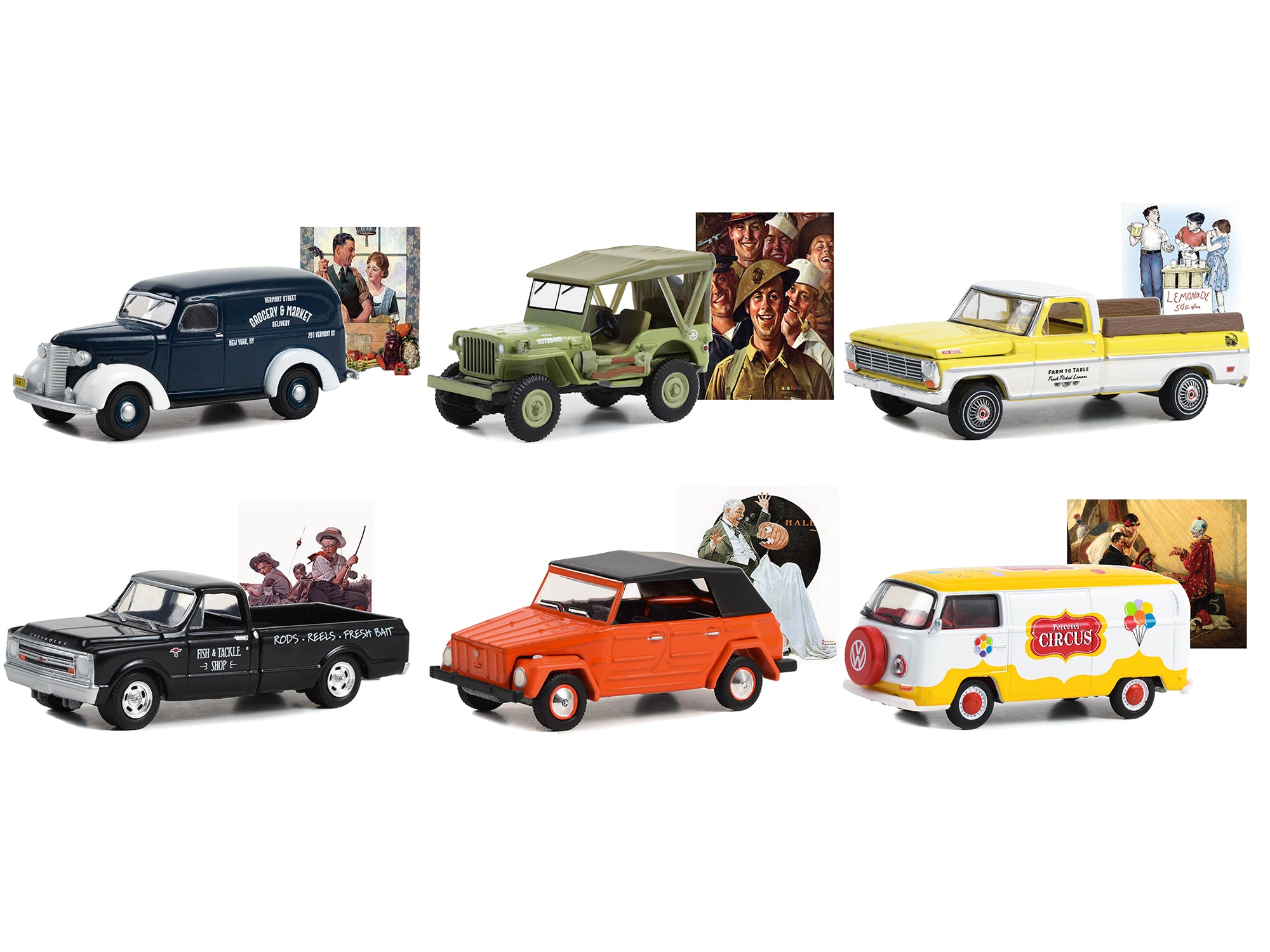 Greenlight 1/64 Diecast Model Cars - Norman Rockwell Series 5 Set of 6 Collectible Vehicles | Perfect for Display, Gifts & Car Enthusiast Collections