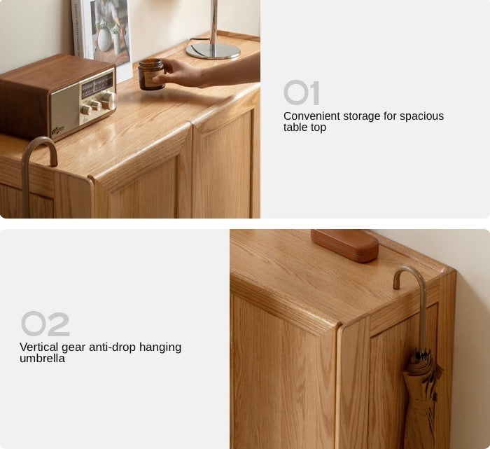 Solid Oak Wood Shoe Storage Cabinet with Bench - Entryway Shoe Organizer for Hallway, Living Room & Bedroom - Perfect for Changing Shoes & Organizing Footwear