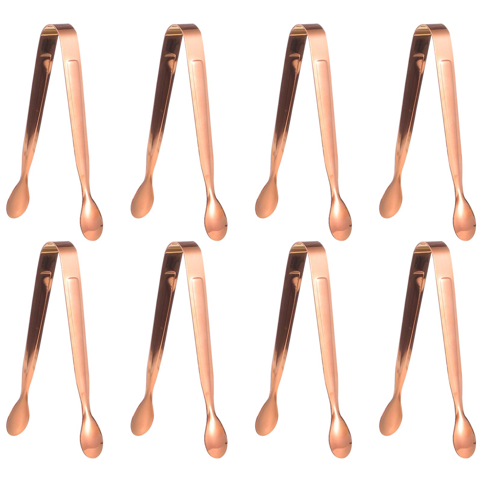 8pcs Stainless Steel Ice Tongs - Premium Rose Gold Kitchen Tongs for Ice Bucket, Sugar Cubes & Coffee Bar | Ideal for Cocktail Parties, Home Bars & Food Serving