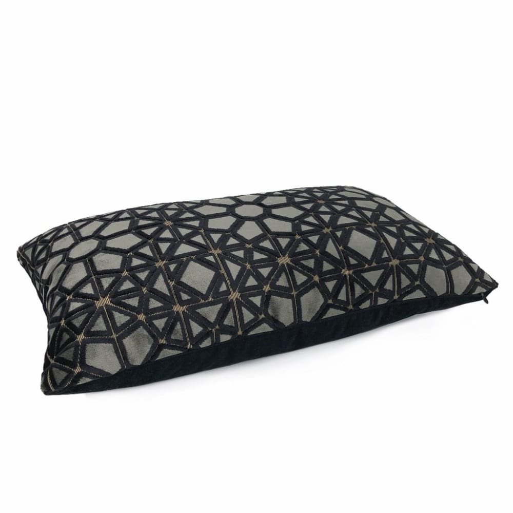 Premium Pollack Crosscut Plush Ash Gray & Black Belgium Velvet Pillow Cover - Soft Luxury Decorative Cushion for Sofa, Bed & Home Decor