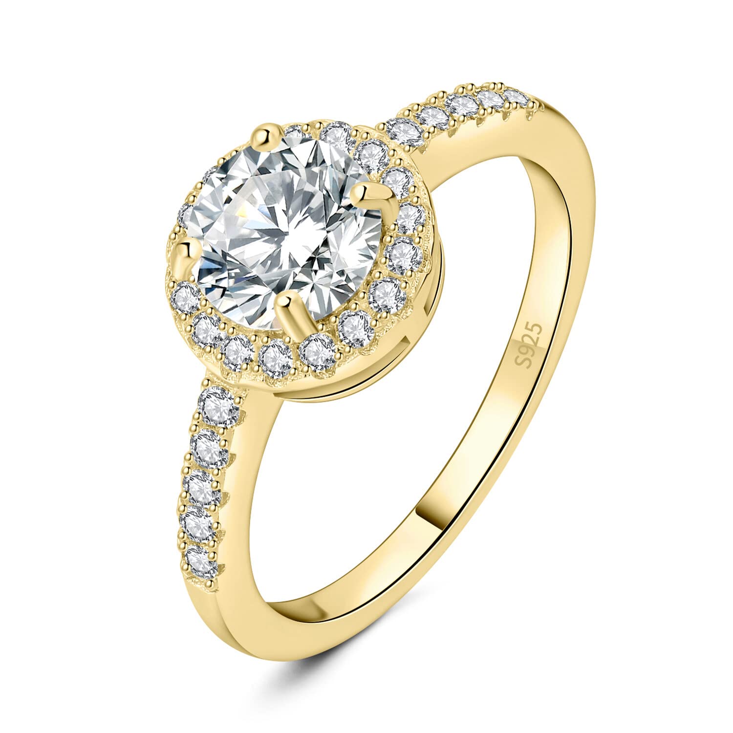 1.5ct Round Cut Cubic Zirconia Halo Engagement Ring for Women - 925 Sterling Silver Promise & Wedding Ring Set - Simulated Diamond Anniversary Jewelry - Perfect for Proposals, Anniversaries & Special Occasions
