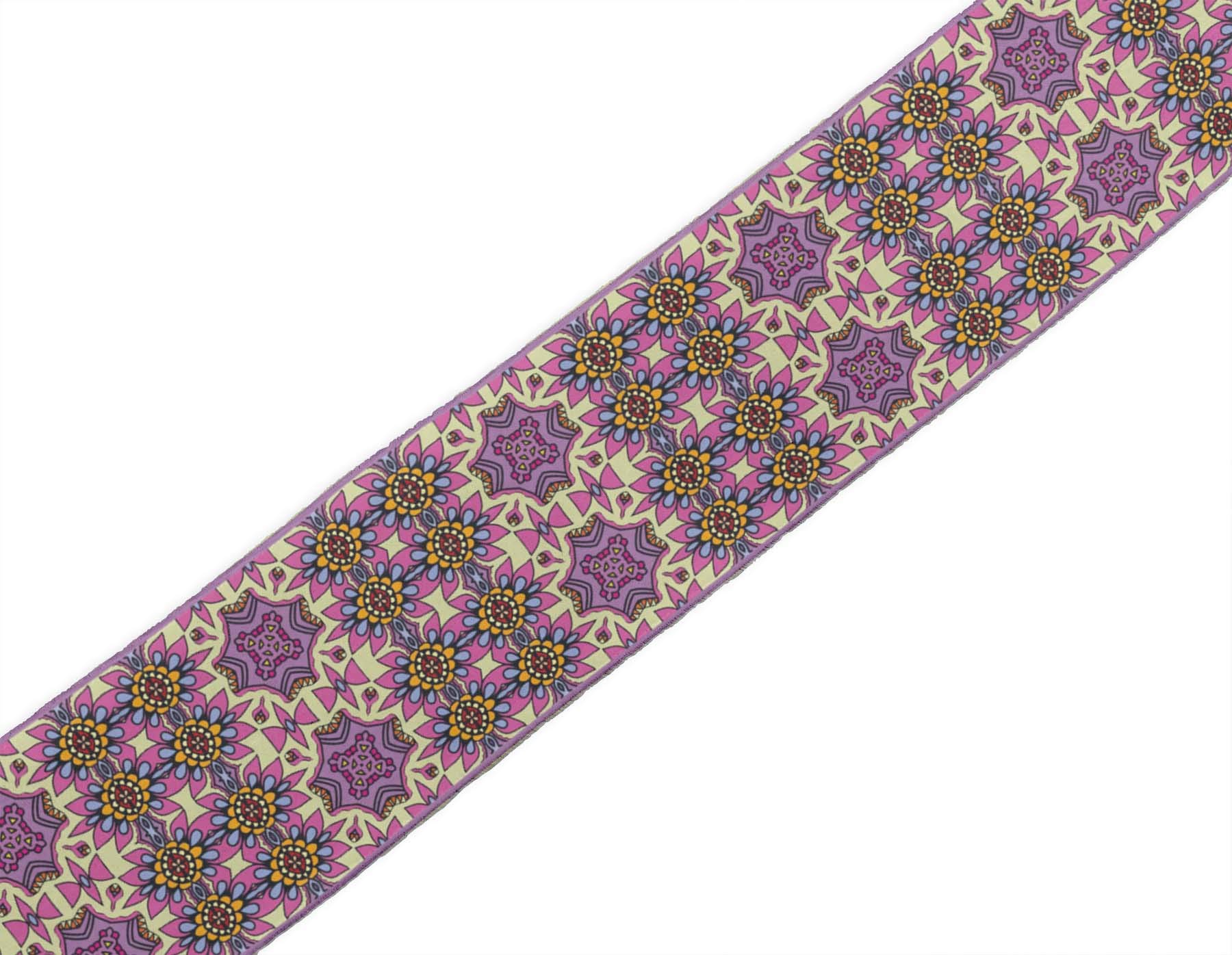 IndianBeautifulArt Beige Floral Moroccan Printed Velvet Ribbon Trim - 9 Yards x 4 Inches Wide for Sewing, Crafts & DIY Projects - Perfect for Home Decor, Gift Wrapping & Costume Accessories