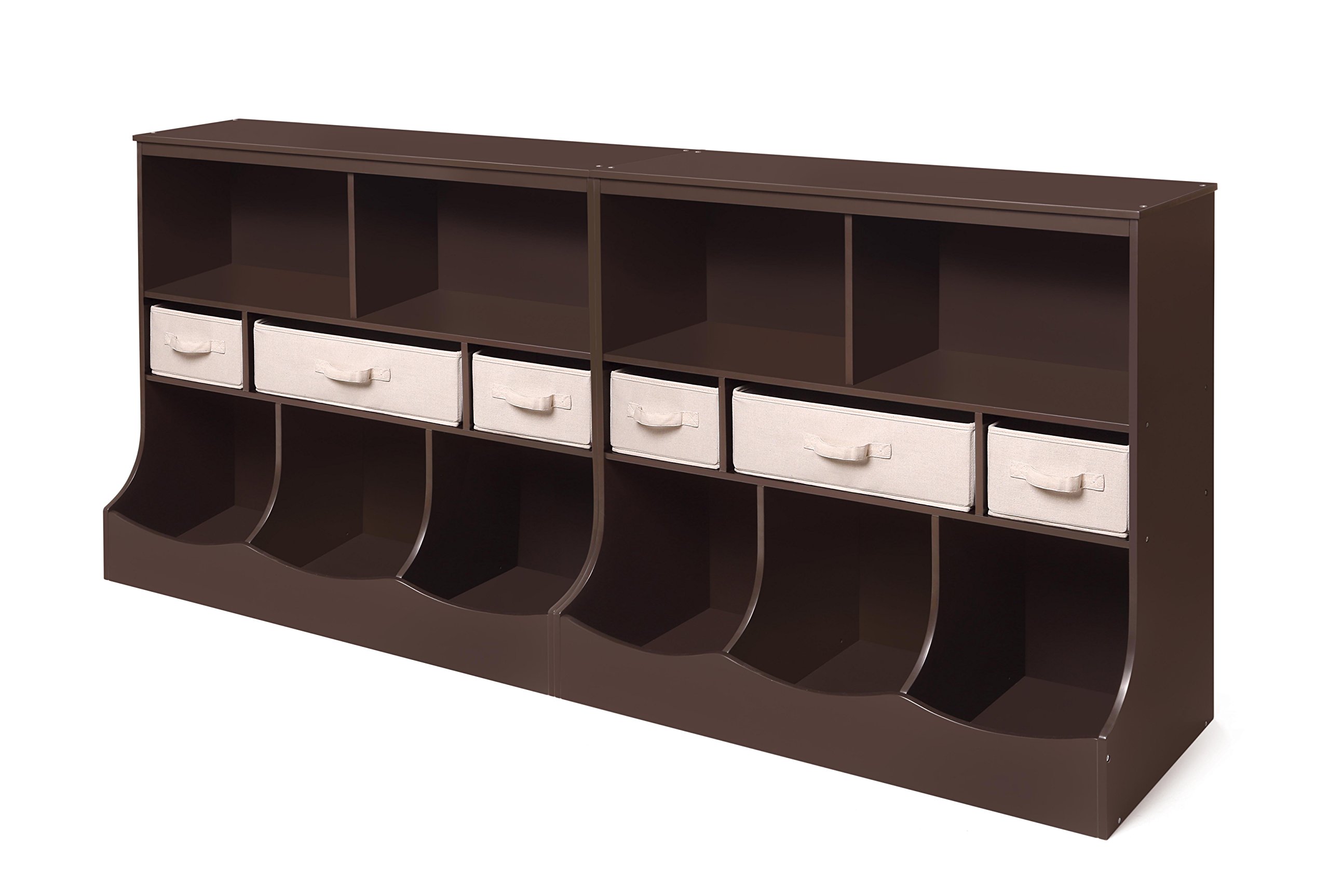 Badger Basket Kids Toy Storage and Bookshelf Organizer with 3 Bins - Espresso Finish for Nursery, Playroom & Bedroom Organization
