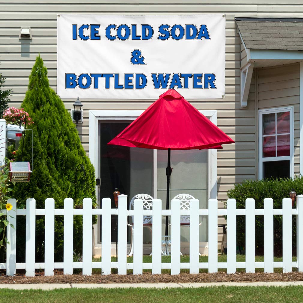 Vinyl Banner - 48x96 Inches, Weatherproof & Durable with 8 Grommets - Perfect for Restaurants, Cafes & Outdoor Advertising - Promote Soda, Bottled Water & Food Services - Ideal for Yard Signs, Industrial Use & Business Promotion