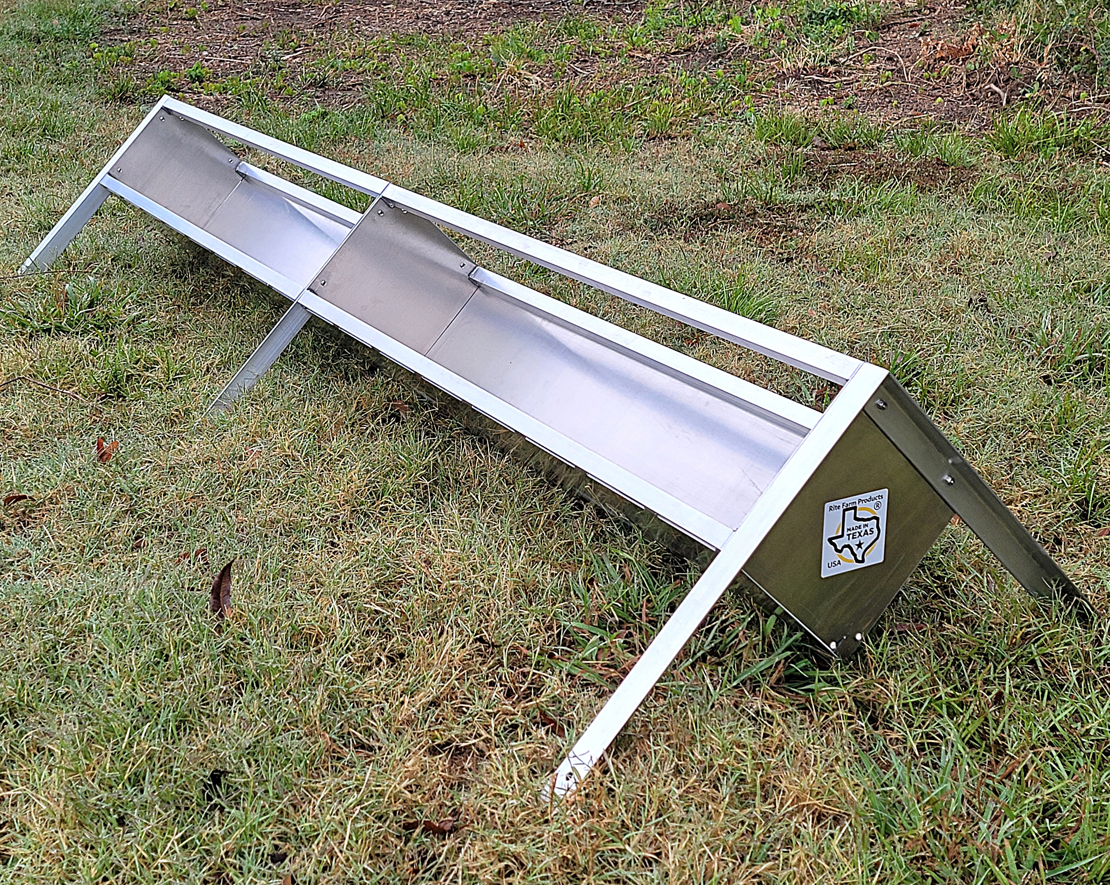 8 Ft Welded Aluminum Sheep & Goat V Trough Feeder - Heavy Duty Livestock Feeder with Anchors - Durable USA Made Farm Equipment for Pasture, Barn & Ranch Use