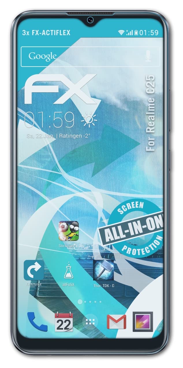 Realme C25 Screen Protector - 3 Pack Ultra Clear Flexible Film FX Screen Protection - Anti-Scratch & Bubble-Free - Perfect for Gaming, Work & Daily Use