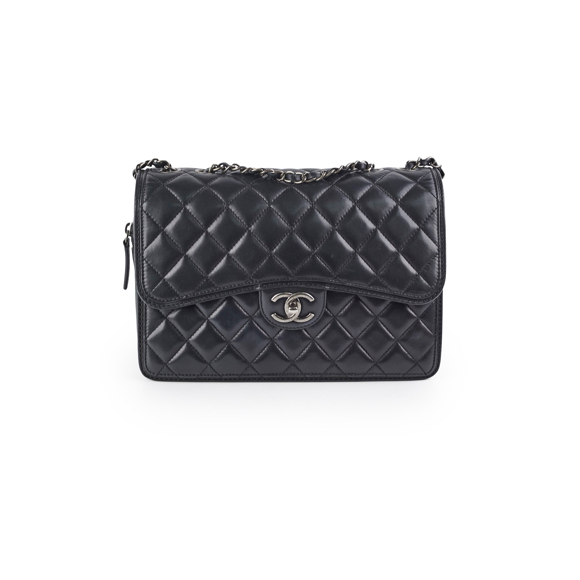 Chanel Large Seasonal Flap Bag - Black Lambskin Leather Luxury Handbag for Women | Perfect for Evening Parties, Date Nights & Special Occasions