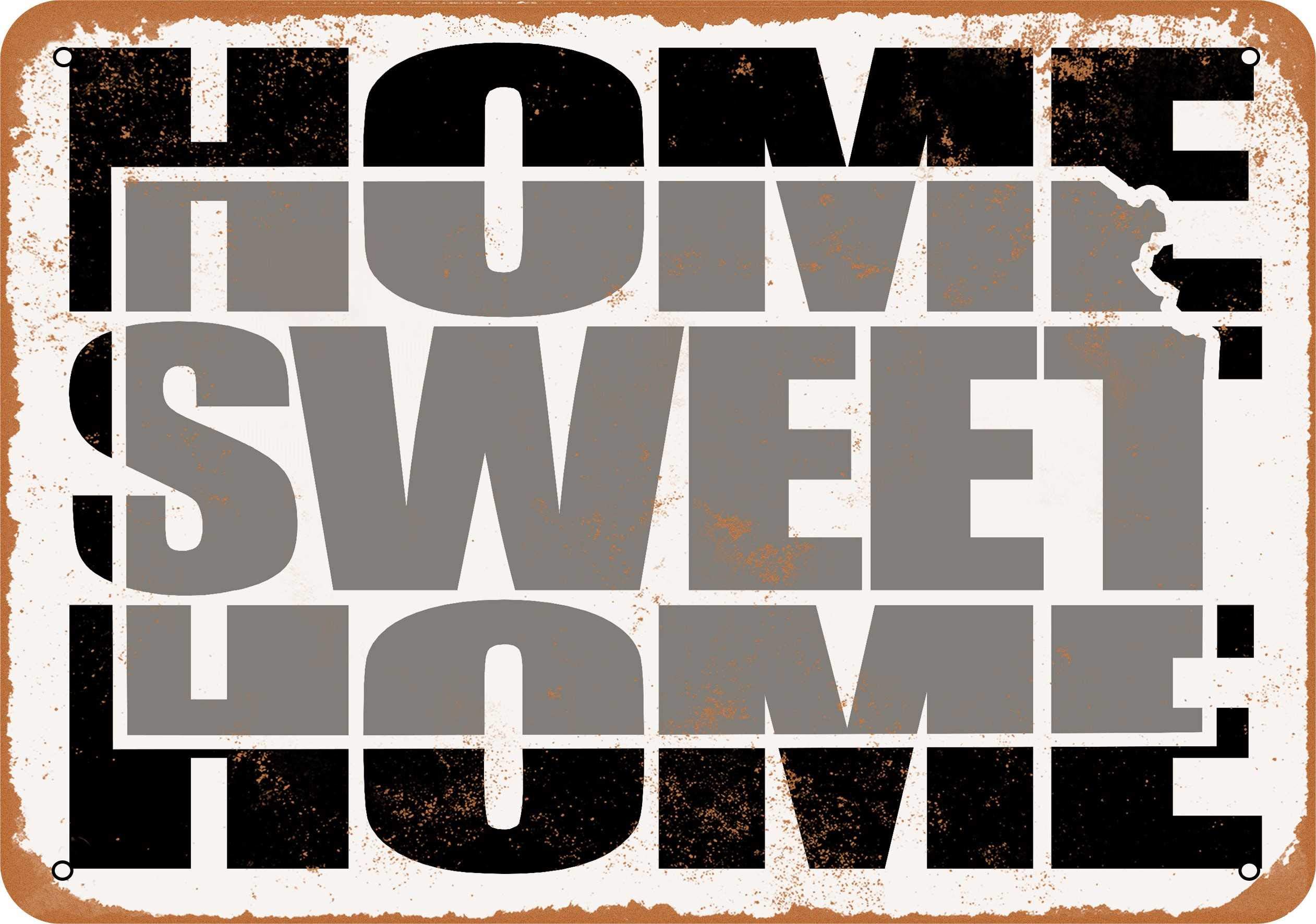 9 x 12 Vintage Metal Sign - Home Sweet Home Kansas Gray Wall Decor - Rustic Farmhouse Style for Home, Office, Bar or Man Cave Decoration
