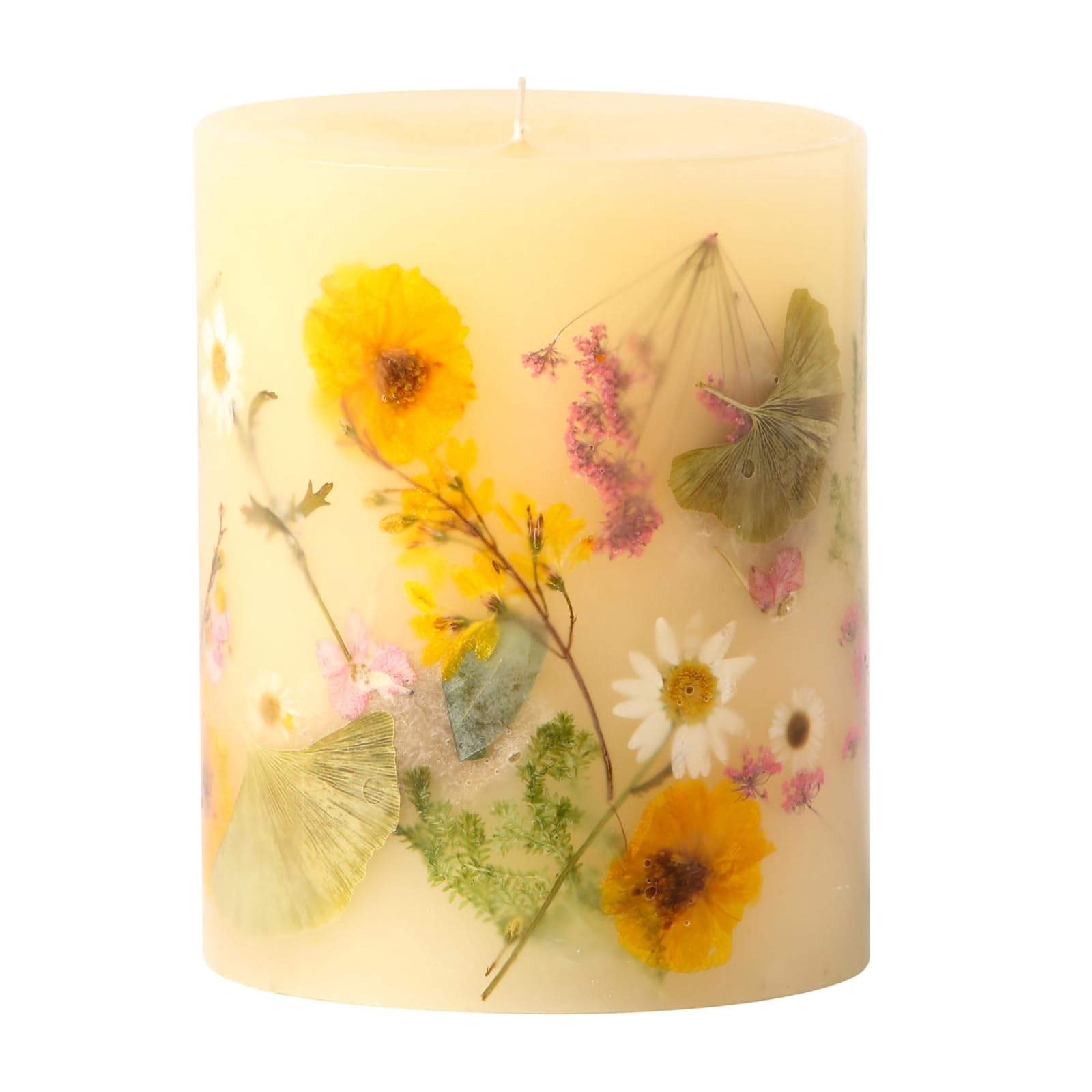 Rosy Rings Round Botanical Lemon Blossom & Lychee Scented Candle - Natural Aromatherapy, Luxury Home Decor, Long-Lasting Soy Wax Candle for Relaxation, Meditation & Romantic Ambiance (Medium Size)