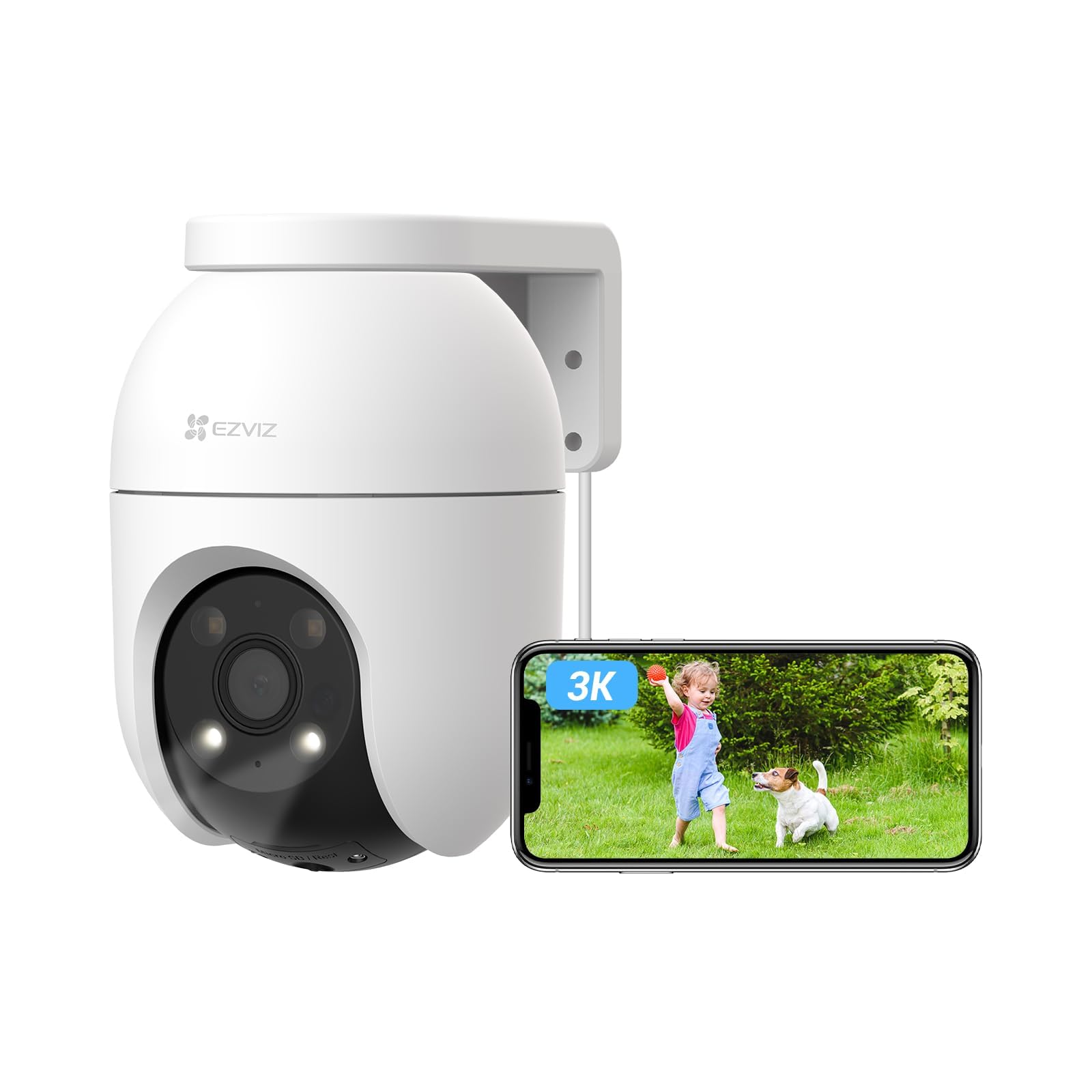 EZVIZ C8c 5MP Outdoor Security Camera - 3K Resolution, 360° View, AI Human & Vehicle Detection, Auto-Tracking, Color Night Vision, 2-Way Audio, Siren, Alexa Compatible, IP66 Waterproof - Ideal for Home, Office & Business Surveillance