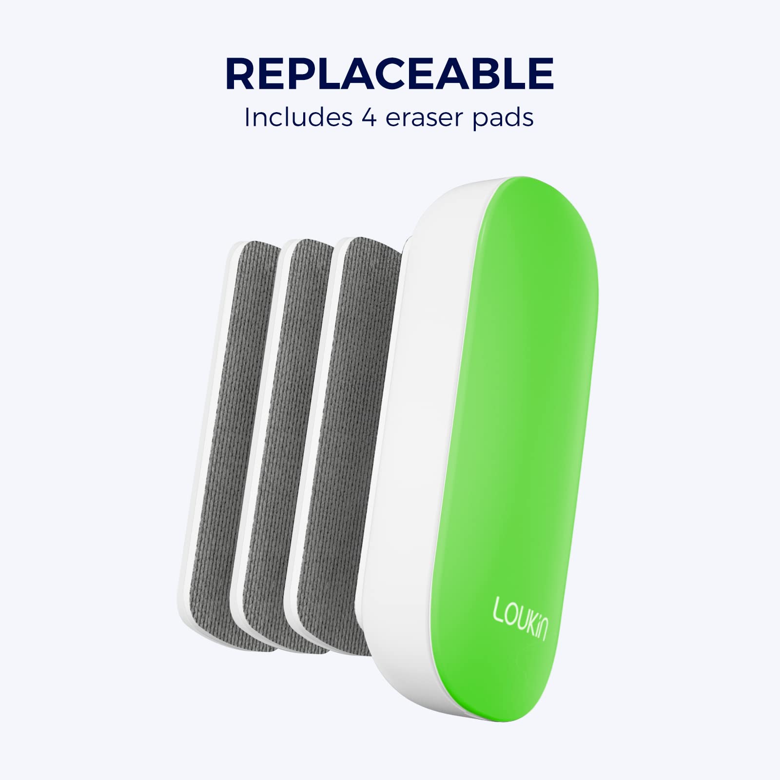 Magnetic Whiteboard Eraser with 3 Replaceable Felt Pads - 4-in-1 Glass Dry Erase Board Cleaner Kit Includes 3.4 fl oz Whiteboard Cleaner (Green) - Perfect for Classrooms, Offices & Home Use