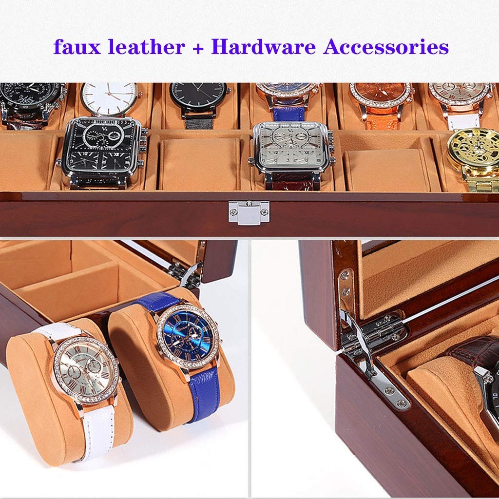 Premium Wooden Watch Storage Box with PU Leather - 3/5/6/8/12 Grids, Detachable Pillows & Lockable Metal Buckle | Jewelry Organizer & Watch Display Case for Men's Collection | Perfect for Travel, Home Decor & Gift Giving