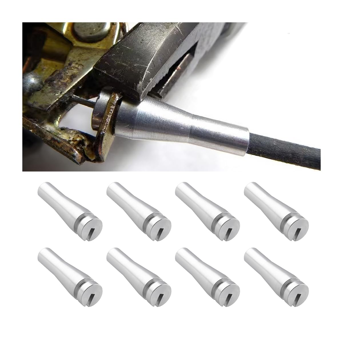 Zipelo 8 Ends Door Cable Repair Kit - Car Rear Door Lock Cable Replacement Set with Aluminum Latch End - Universal Auto Accessories for Ford, Chevy, Toyota - Perfect for DIY Car Repairs & Lock Maintenance