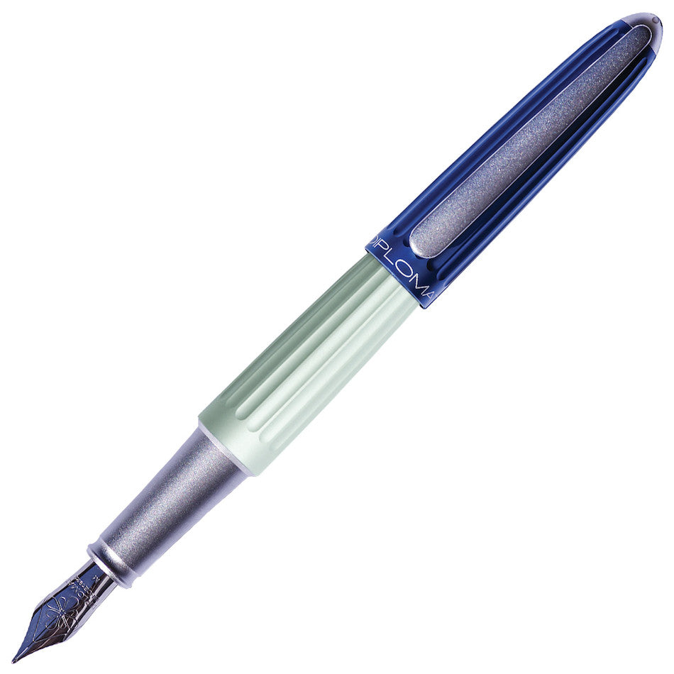 Diplomat Aero Fountain Pen - Premium Blue & Silver Ink Pen for Writing, Calligraphy & Gift Giving - Perfect for Office, School & Special Occasions