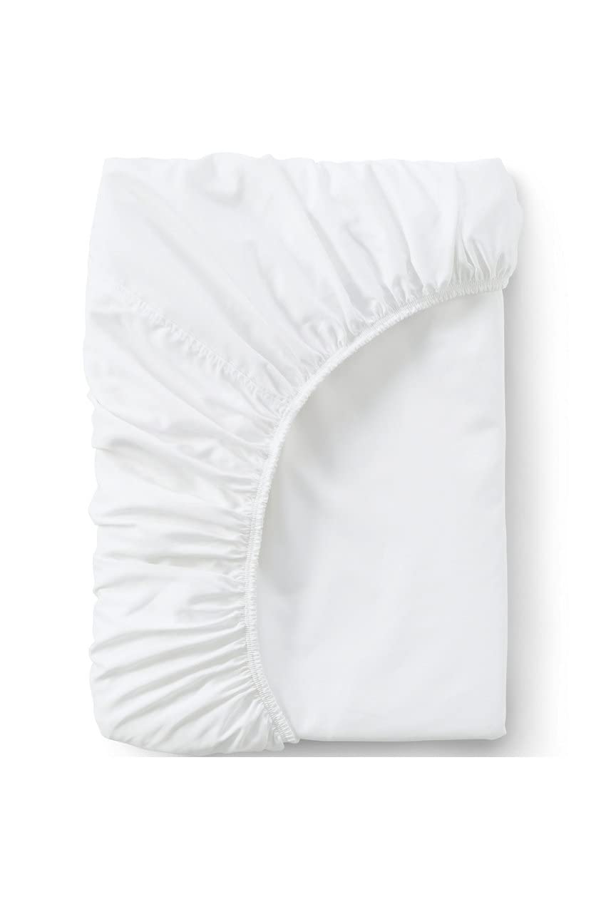 Lands' End 400 Thread Count Premium Fitted Sheet - White Queen Size - Soft & Breathable Cotton - Perfect for Bedroom, Guest Room & Hotel Use