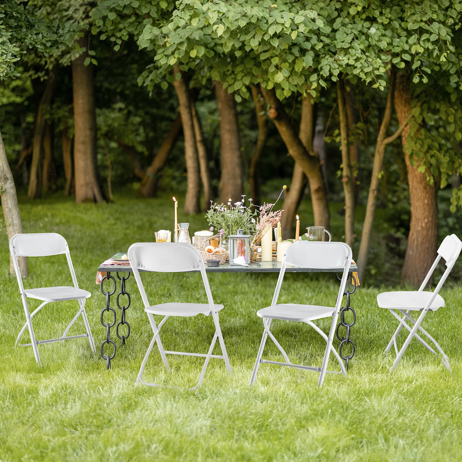 10 Pack Folding Chairs - Indoor & Outdoor Portable Stackable Chairs for Events, Offices, Weddings, Picnics - Perfect for Parties, Camping, and Home Use