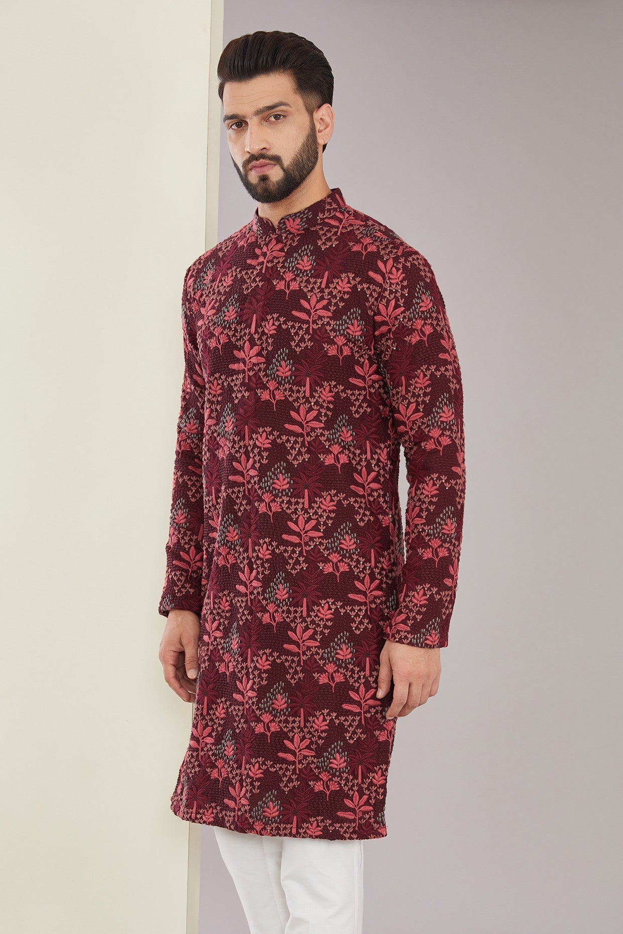 Elegant Maroon Embroidered Kurta for Women | Traditional Indian Tunic Top | Perfect for Festivals, Weddings & Casual Wear