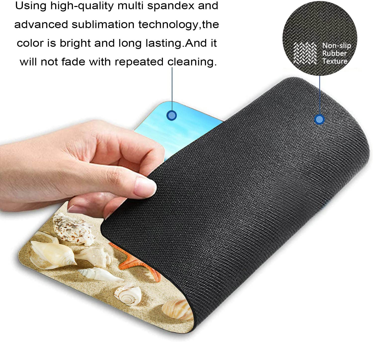 Ocean Themed Mouse Pad with Seashells, Starfish & Waves - Non-Slip Rubber Base Washable Cloth Mousepad for Office, Laptop & Desk - Perfect for Beach Lovers & Coastal Decor Workstations