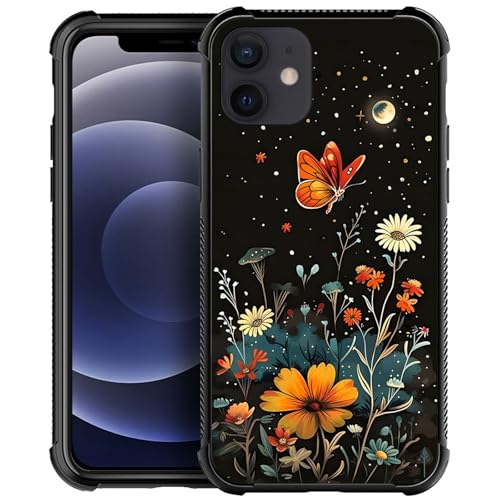 Flowers and butterflies starry sky