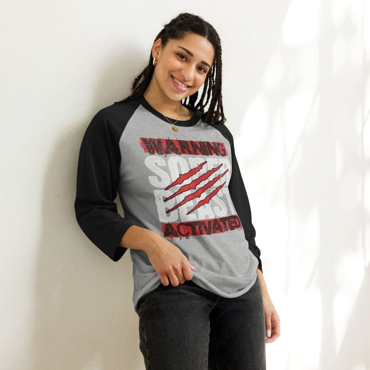 High-Quality Sober Beast Activated 3/4 Sleeve Raglan Shirt for Men & Women | Comfortable Baseball Tee for Casual Wear, Gym & Street Style