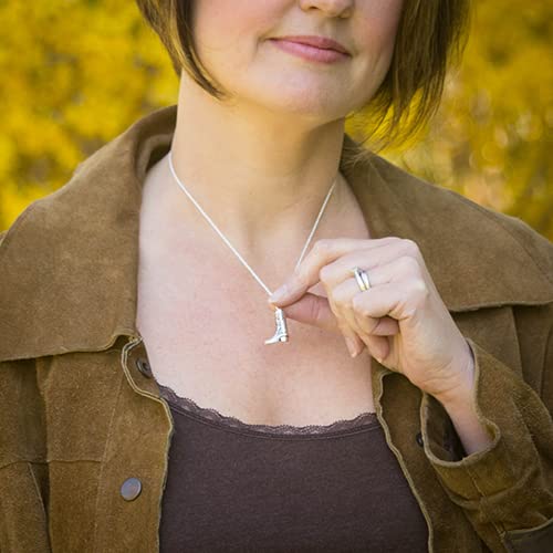 Sterling Silver Cremation Jewelry - Boot Pendant & Necklace for Ashes | Memorial Keepsake for Loved Ones | Perfect for Remembrance, Grieving & Honoring Memories