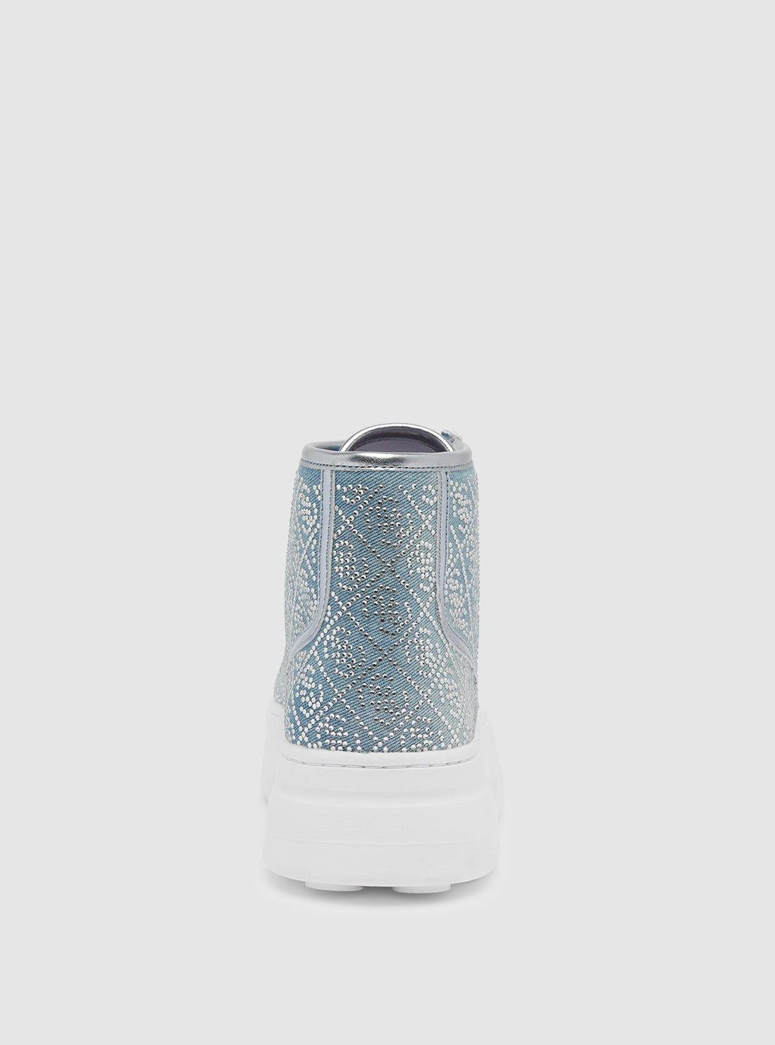 Blue Silver High Top Sneakers for Women - Stylish & Comfortable Queenly Fashion Shoes for Casual Wear, Running & Workout